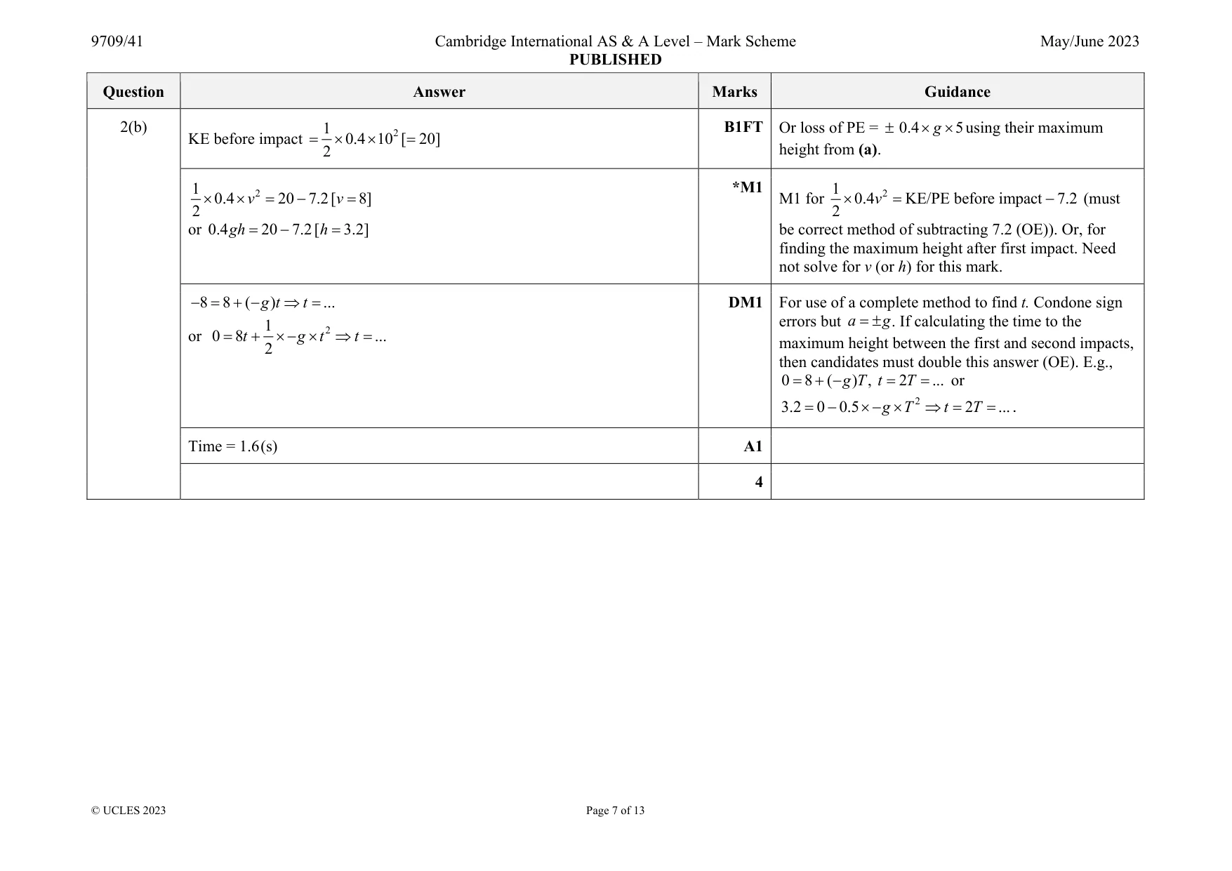 Mark scheme, page 7 of 13