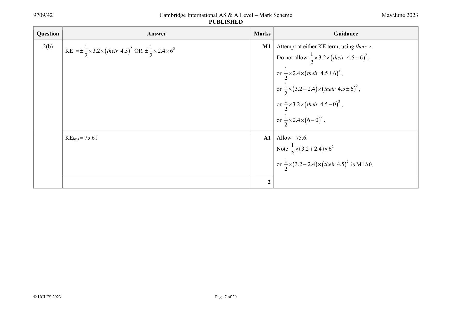 Mark scheme, page 7 of 20