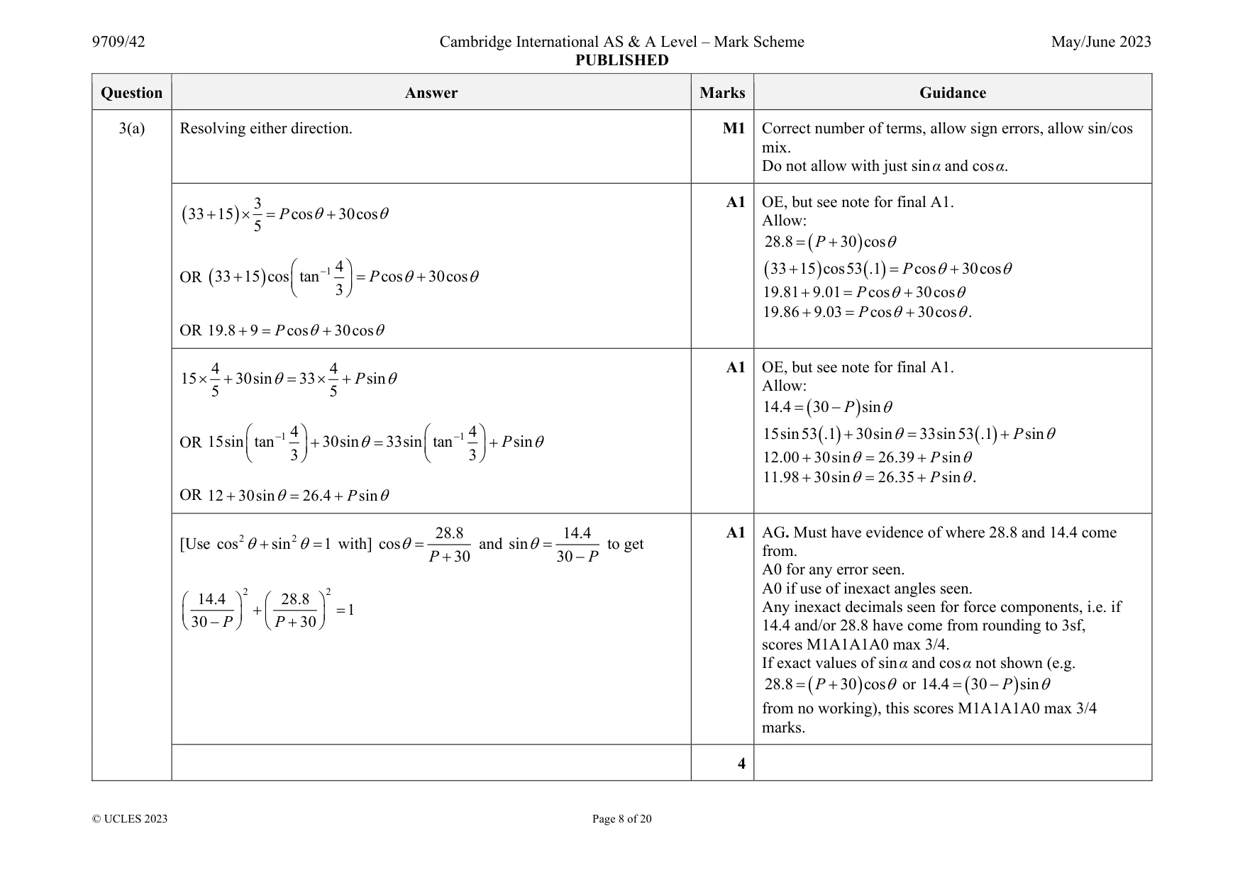 Mark scheme, page 8 of 20