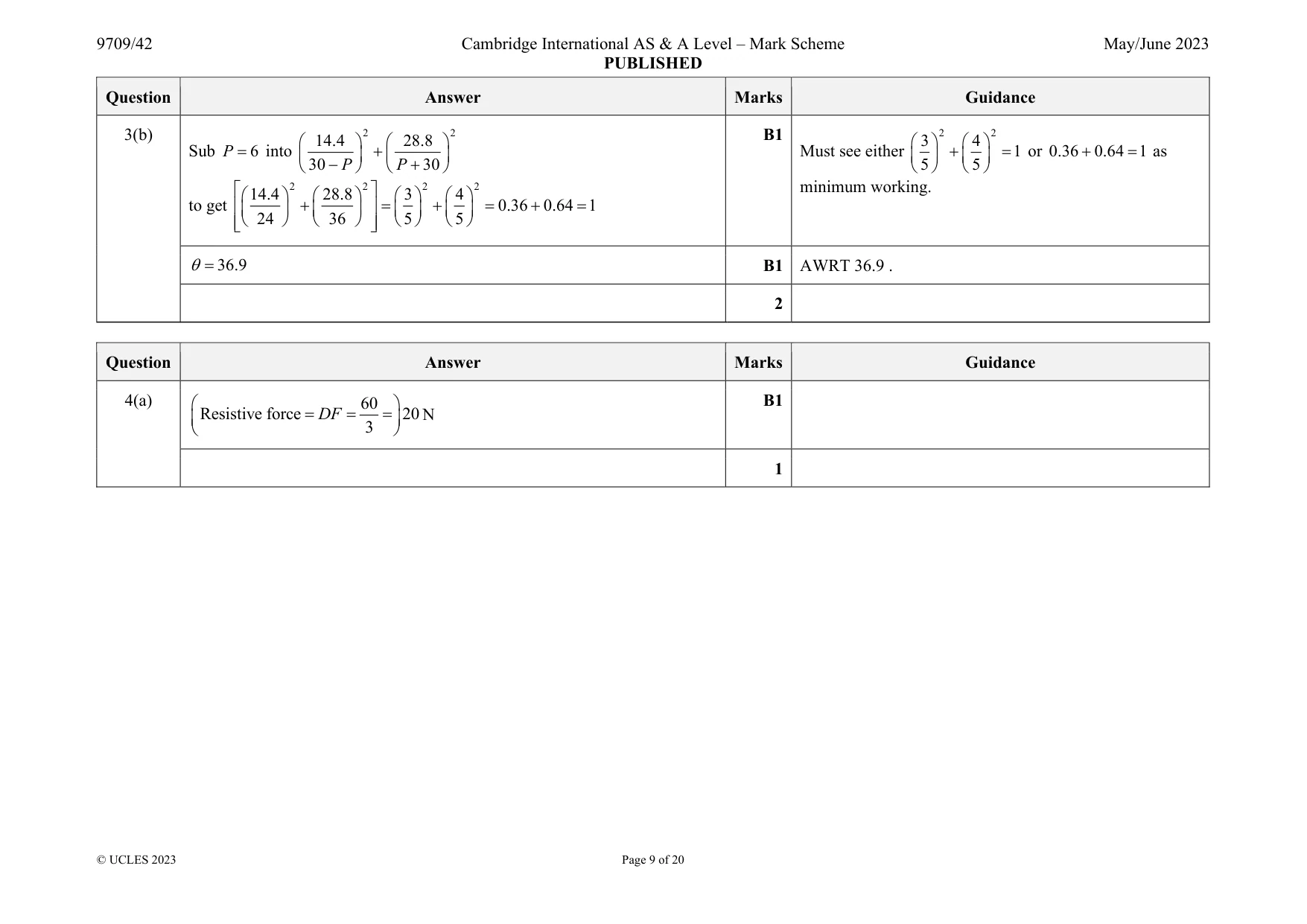 Mark scheme, page 9 of 20