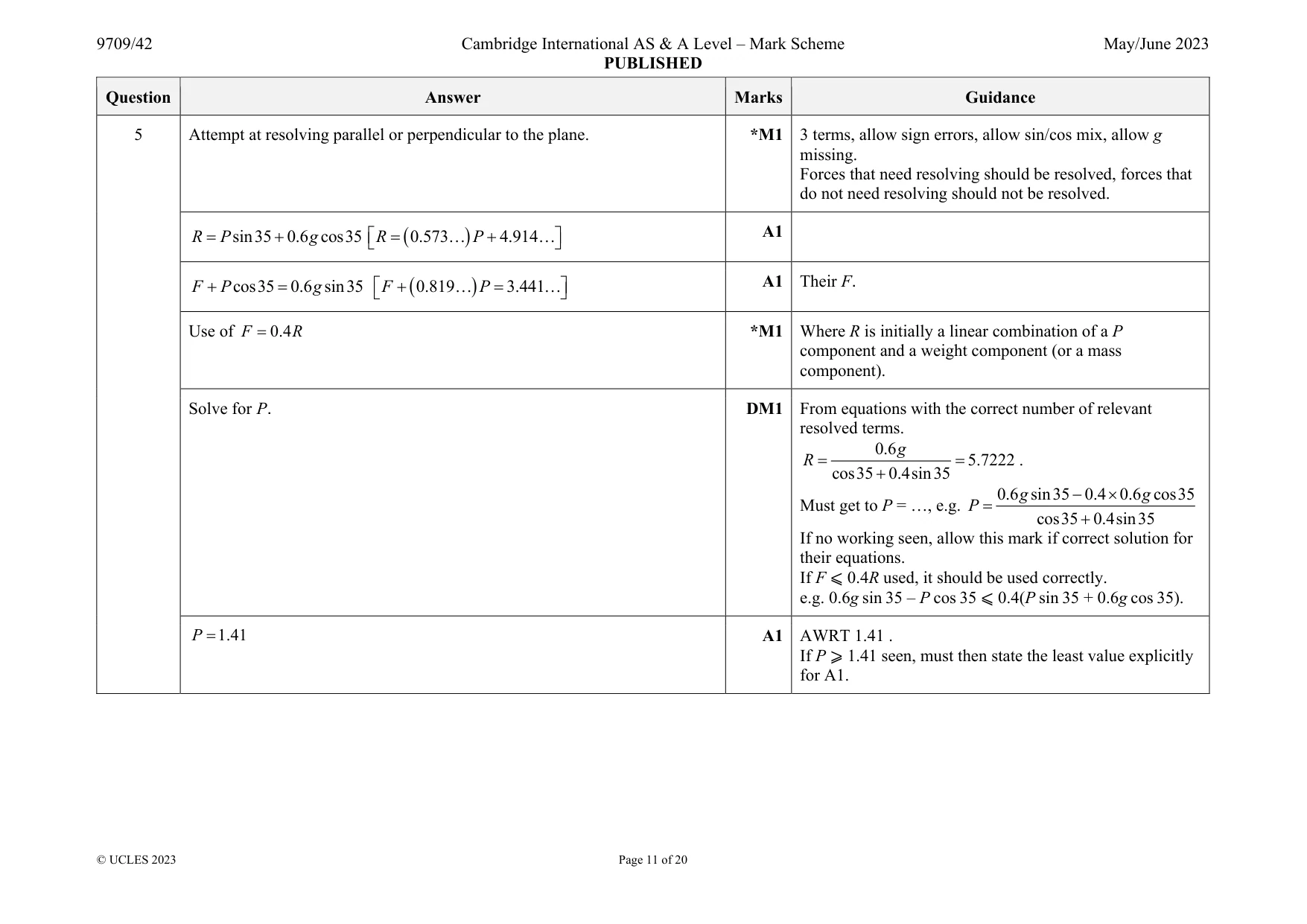 Mark scheme, page 11 of 20