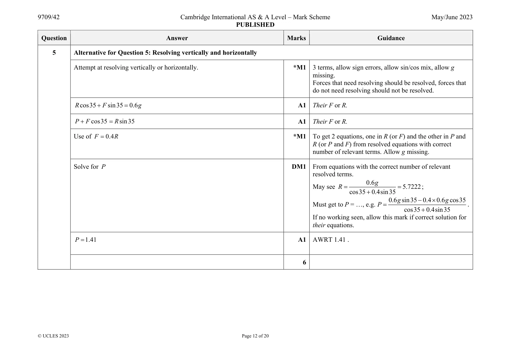 Mark scheme, page 12 of 20