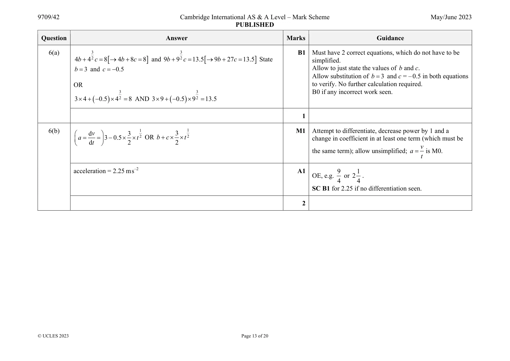 Mark scheme, page 13 of 20
