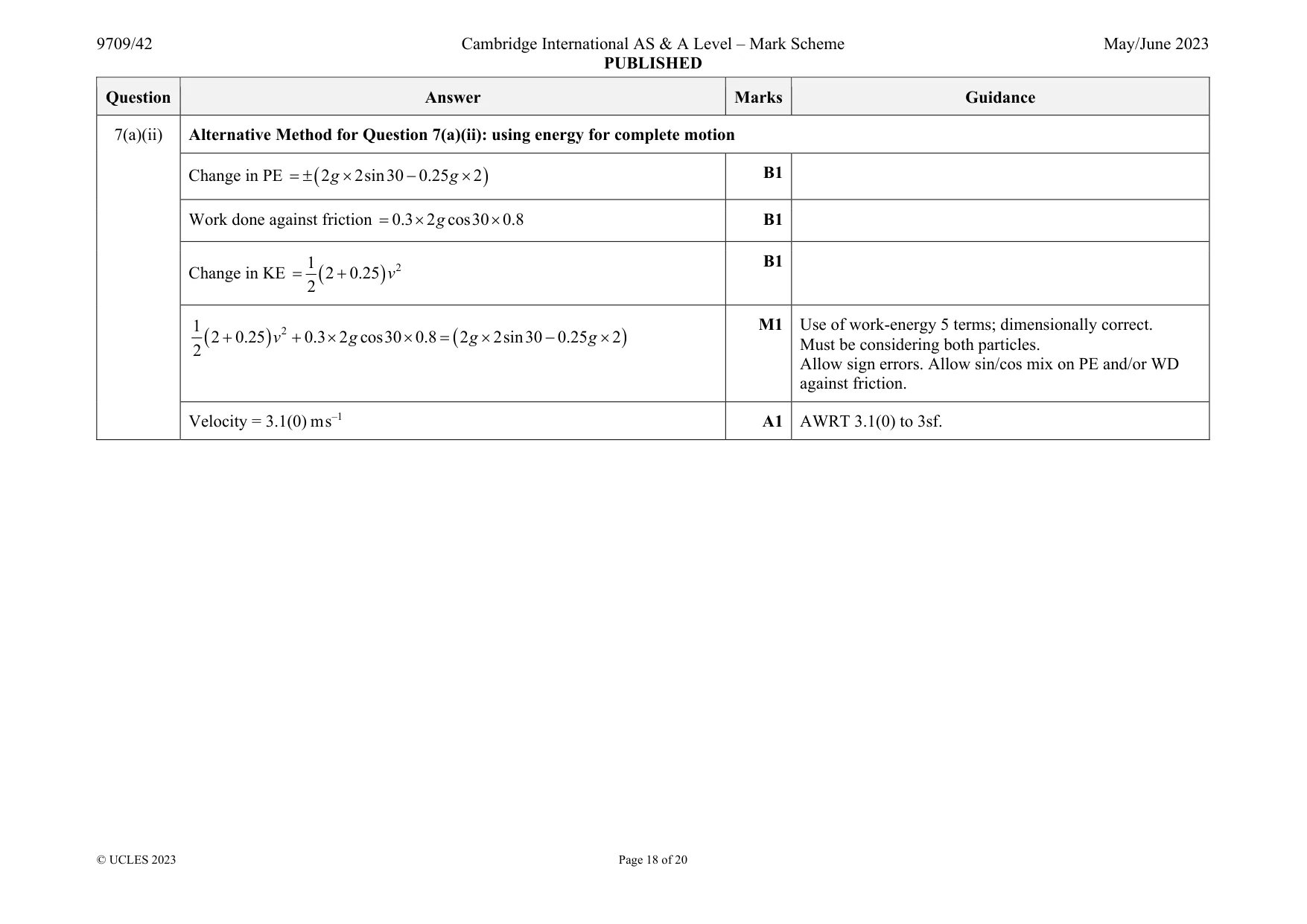 Mark scheme, page 18 of 20
