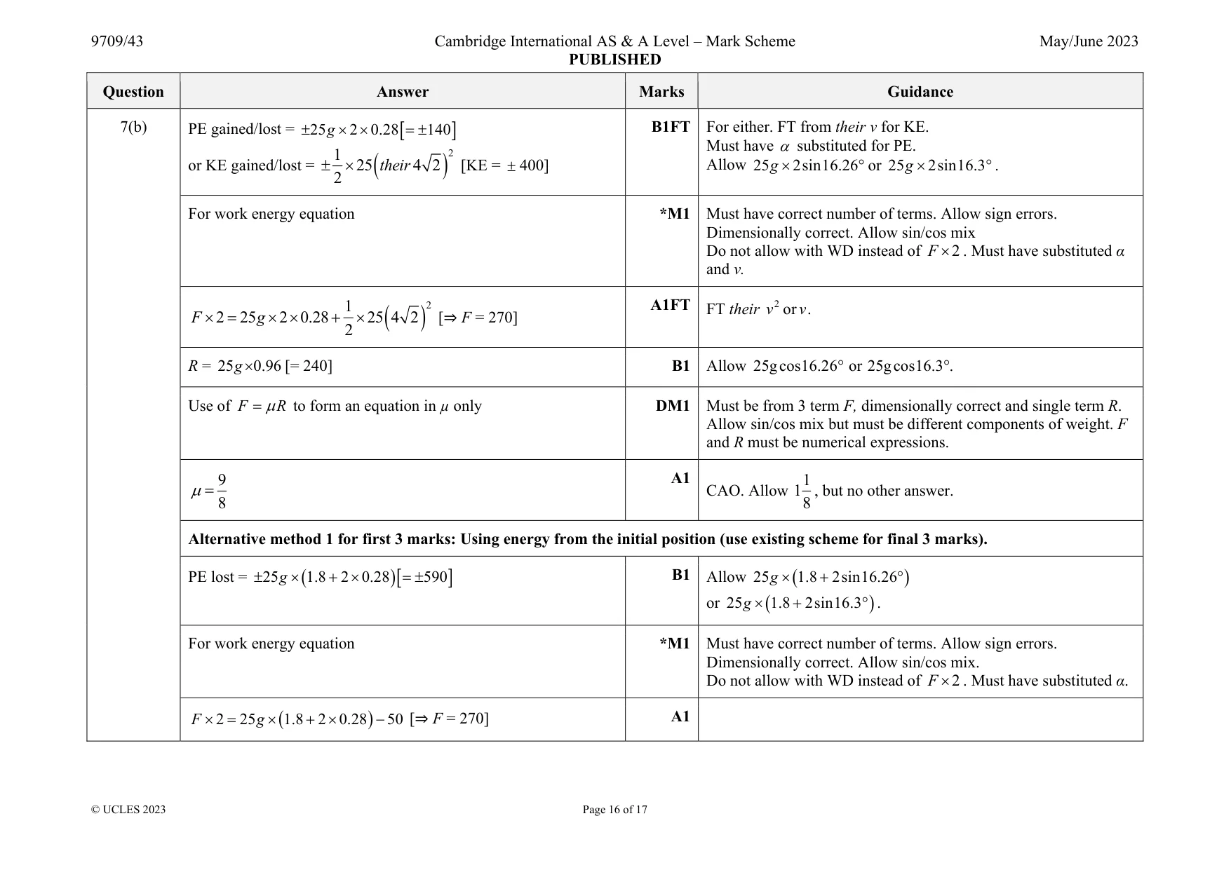 Mark scheme, page 16 of 17