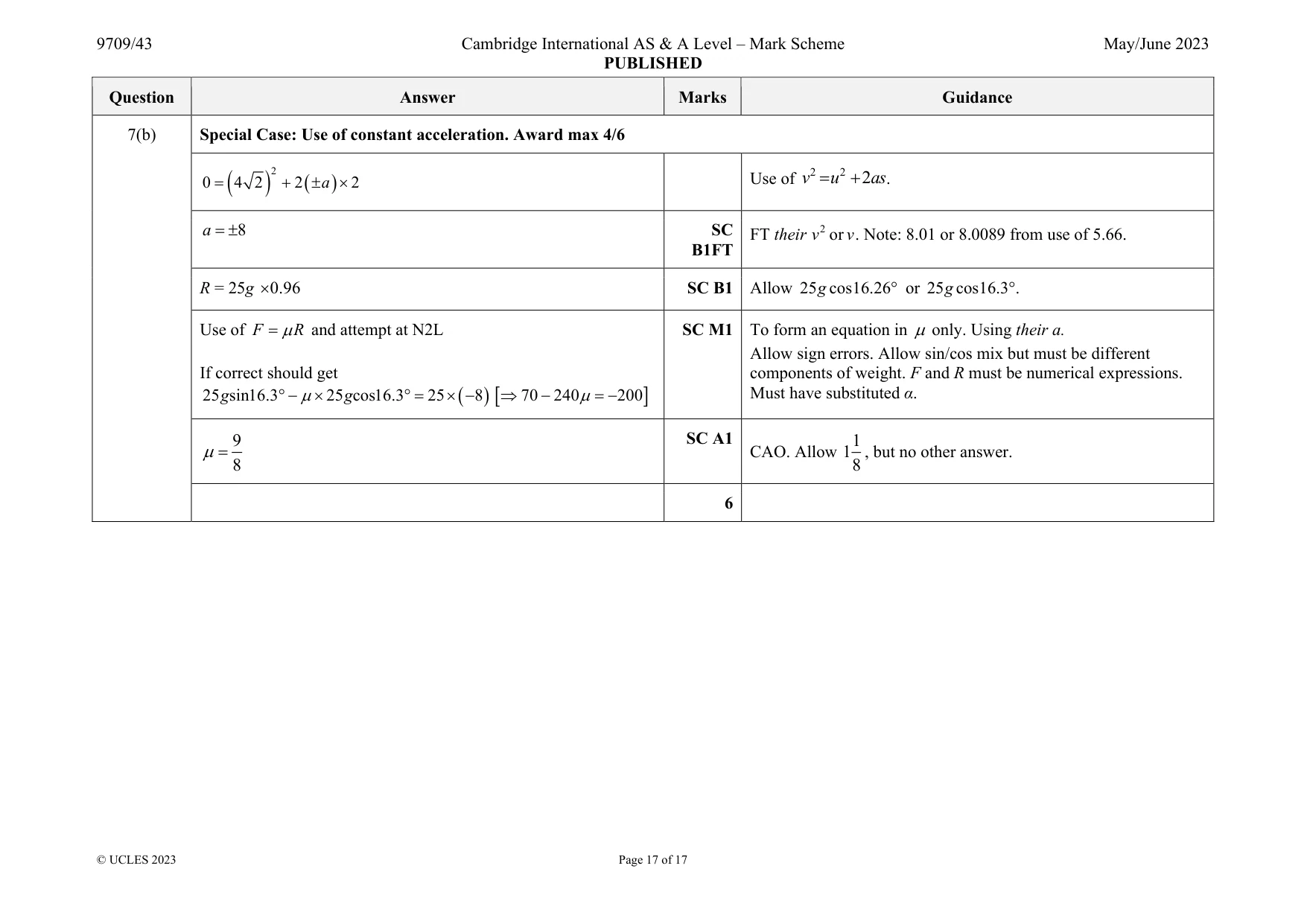 Mark scheme, page 17 of 17