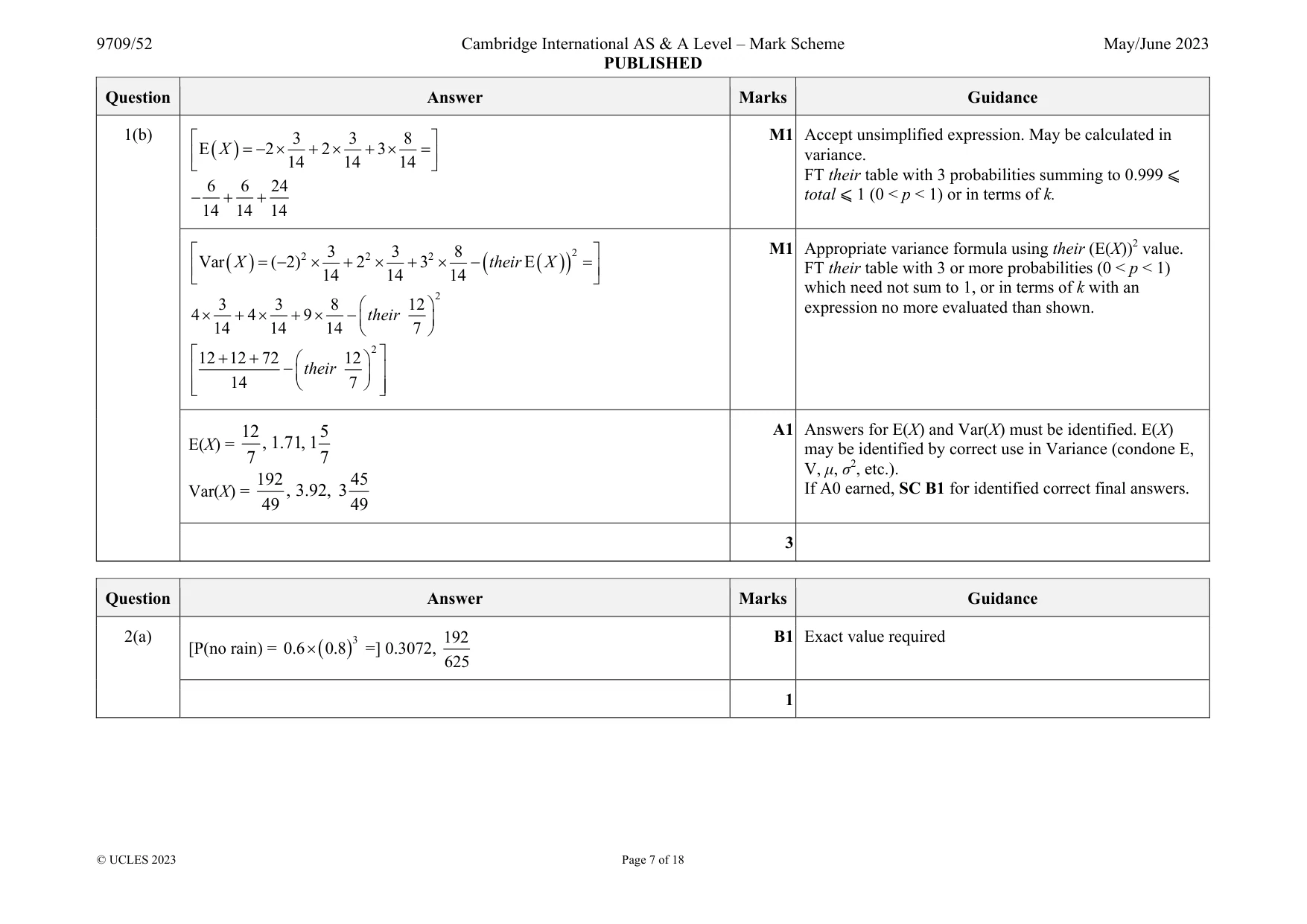 Mark scheme, page 7 of 18