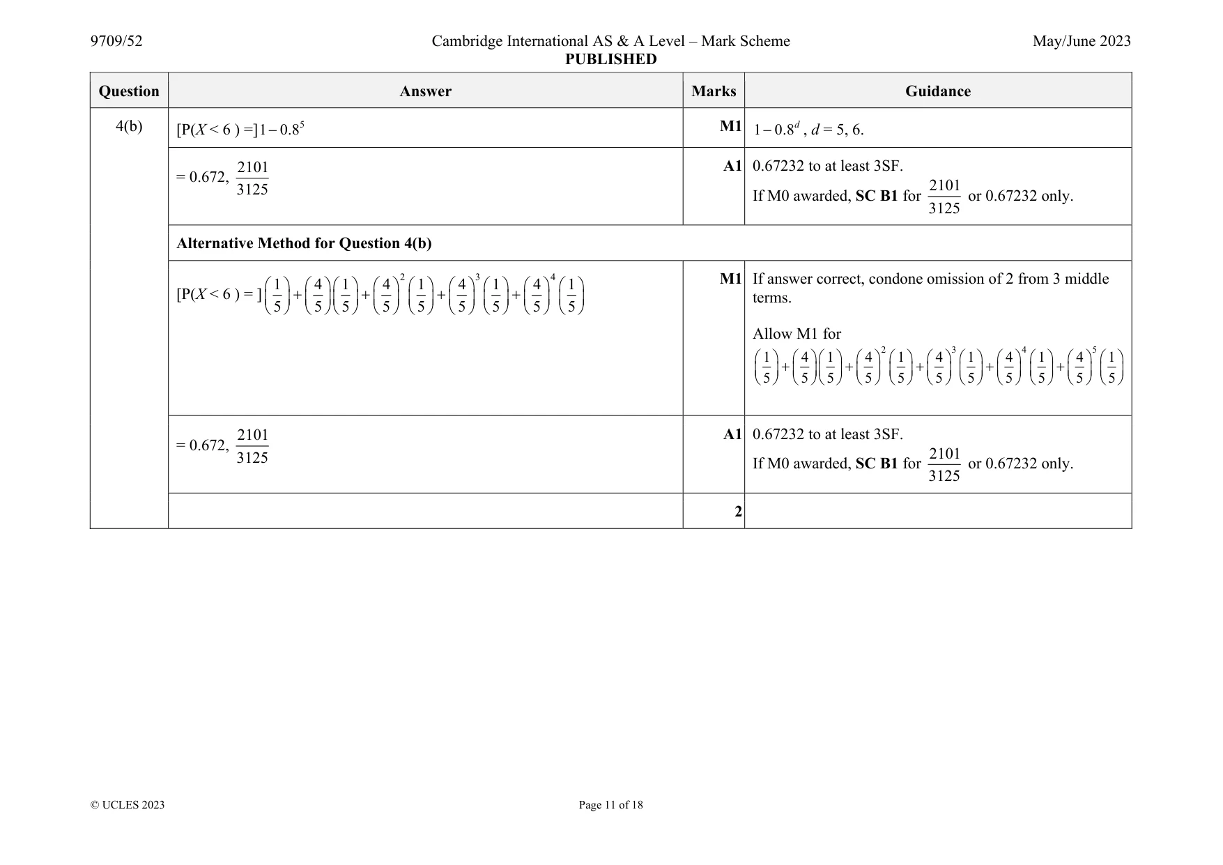 Mark scheme, page 11 of 18