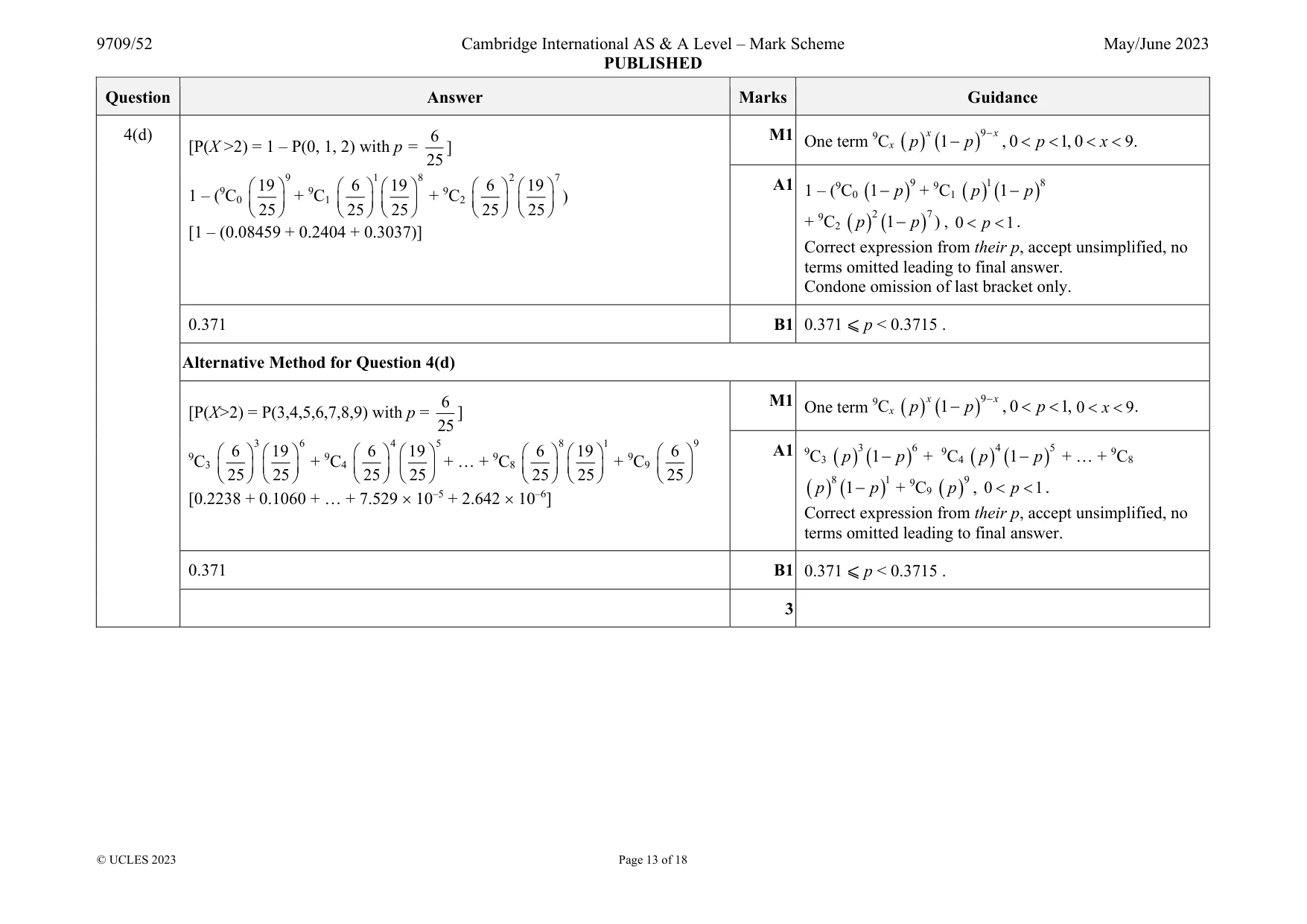Mark scheme, page 13 of 18