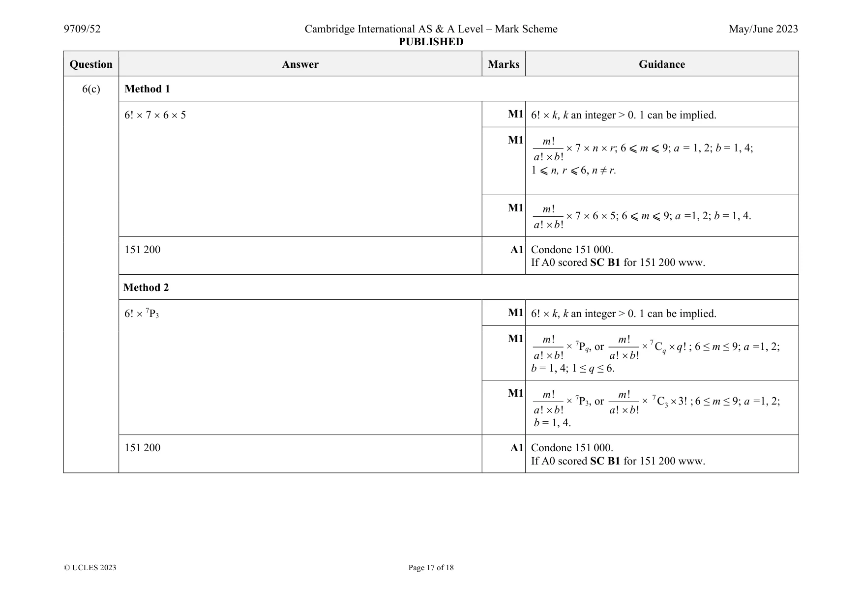 Mark scheme, page 17 of 18