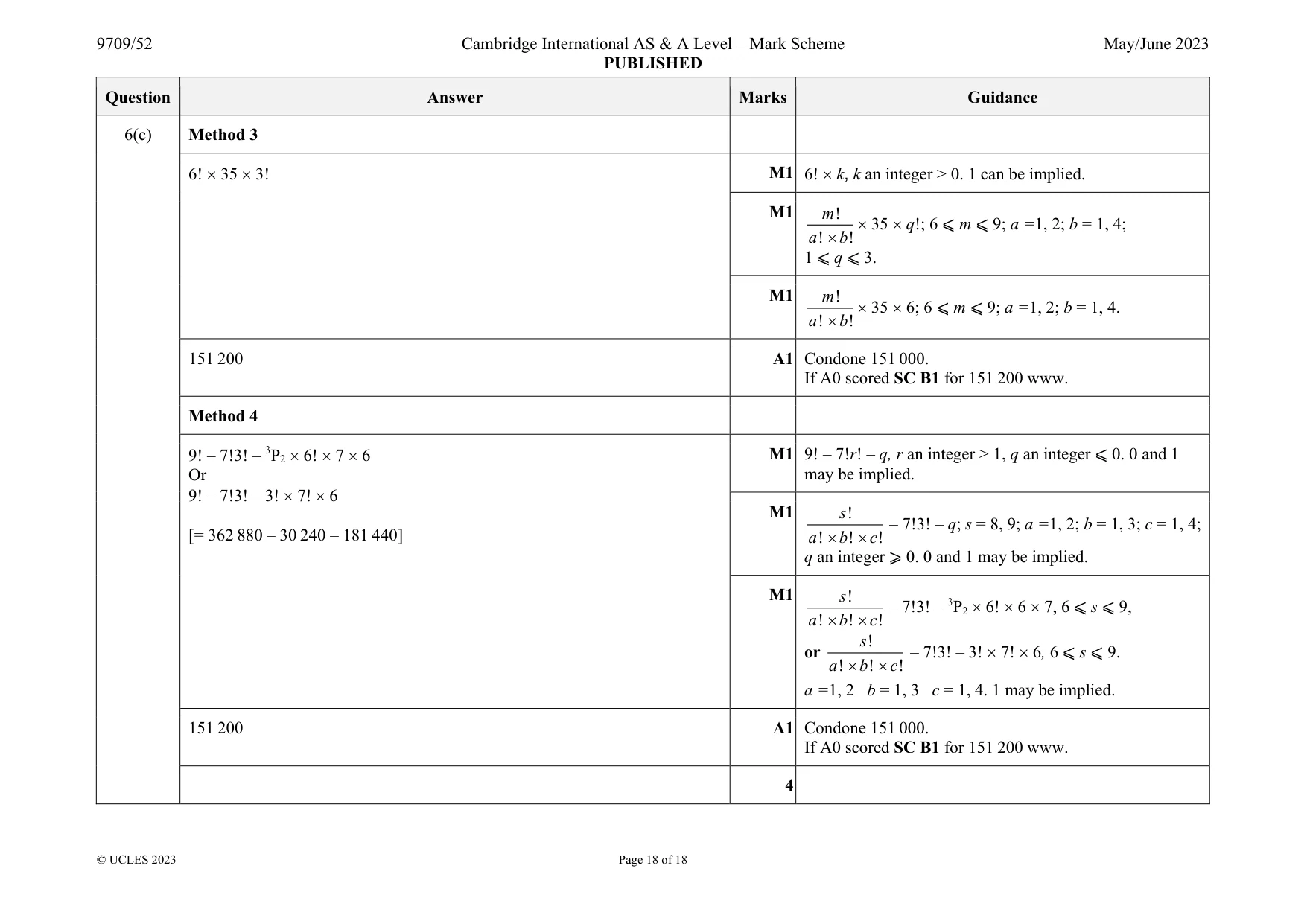 Mark scheme, page 18 of 18