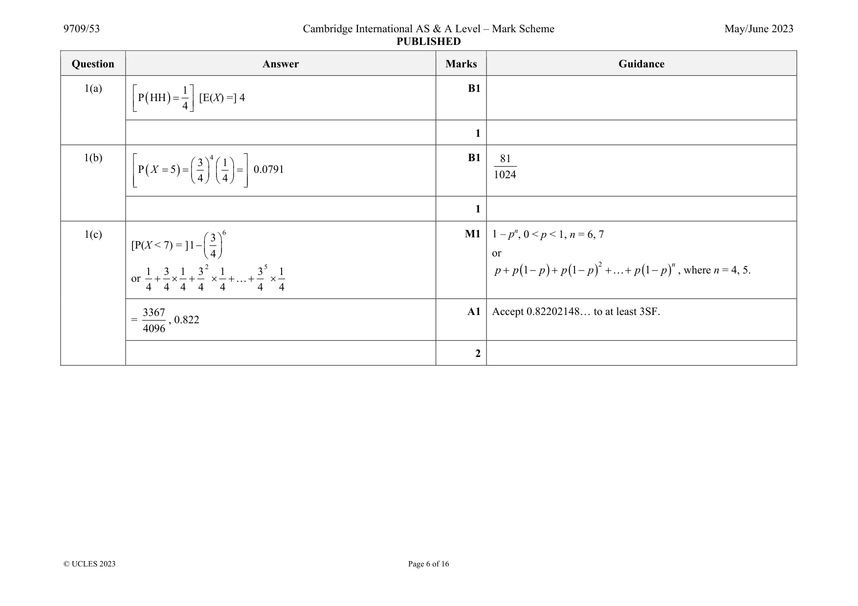 Mark scheme, page 6 of 16