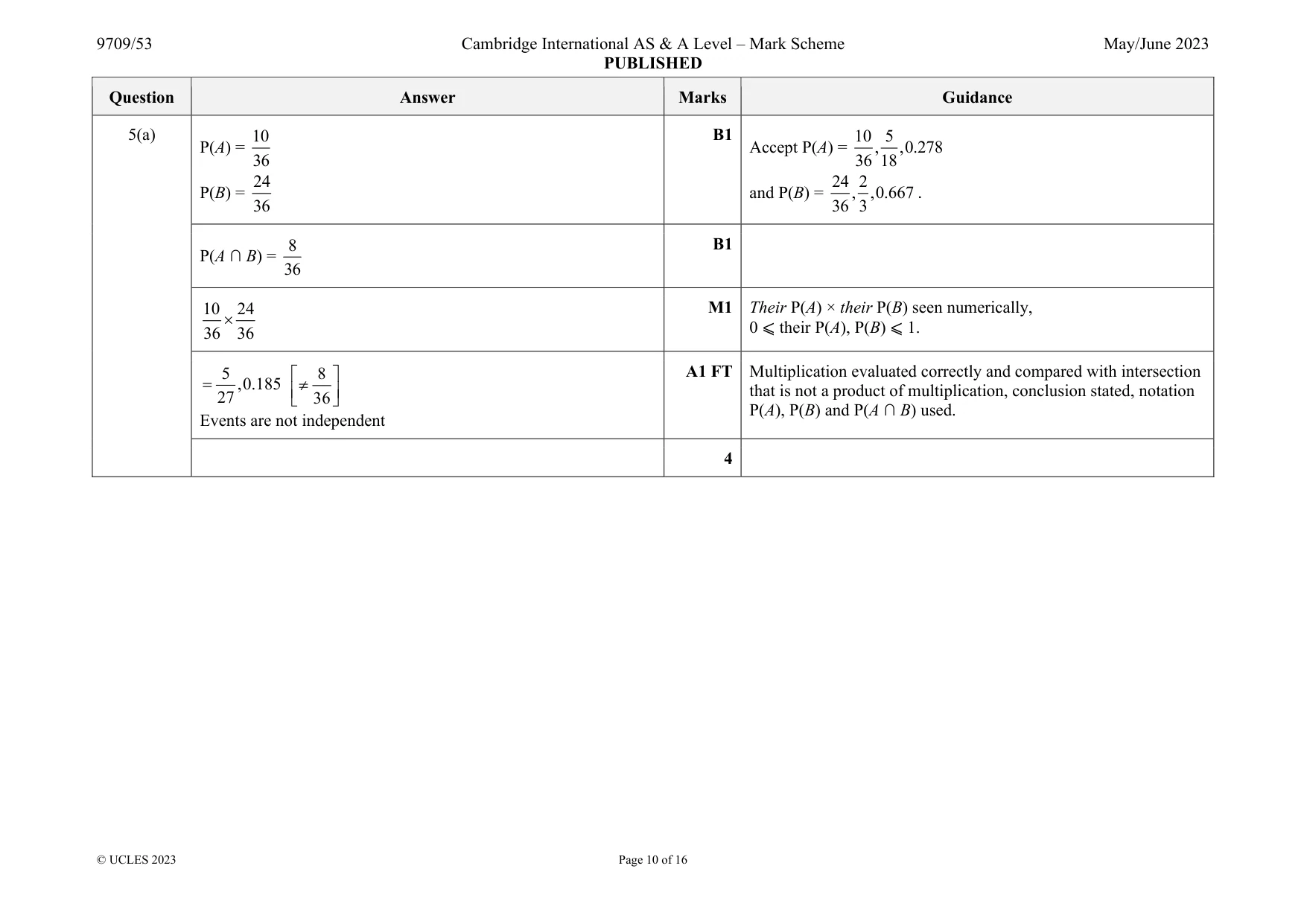 Mark scheme, page 10 of 16