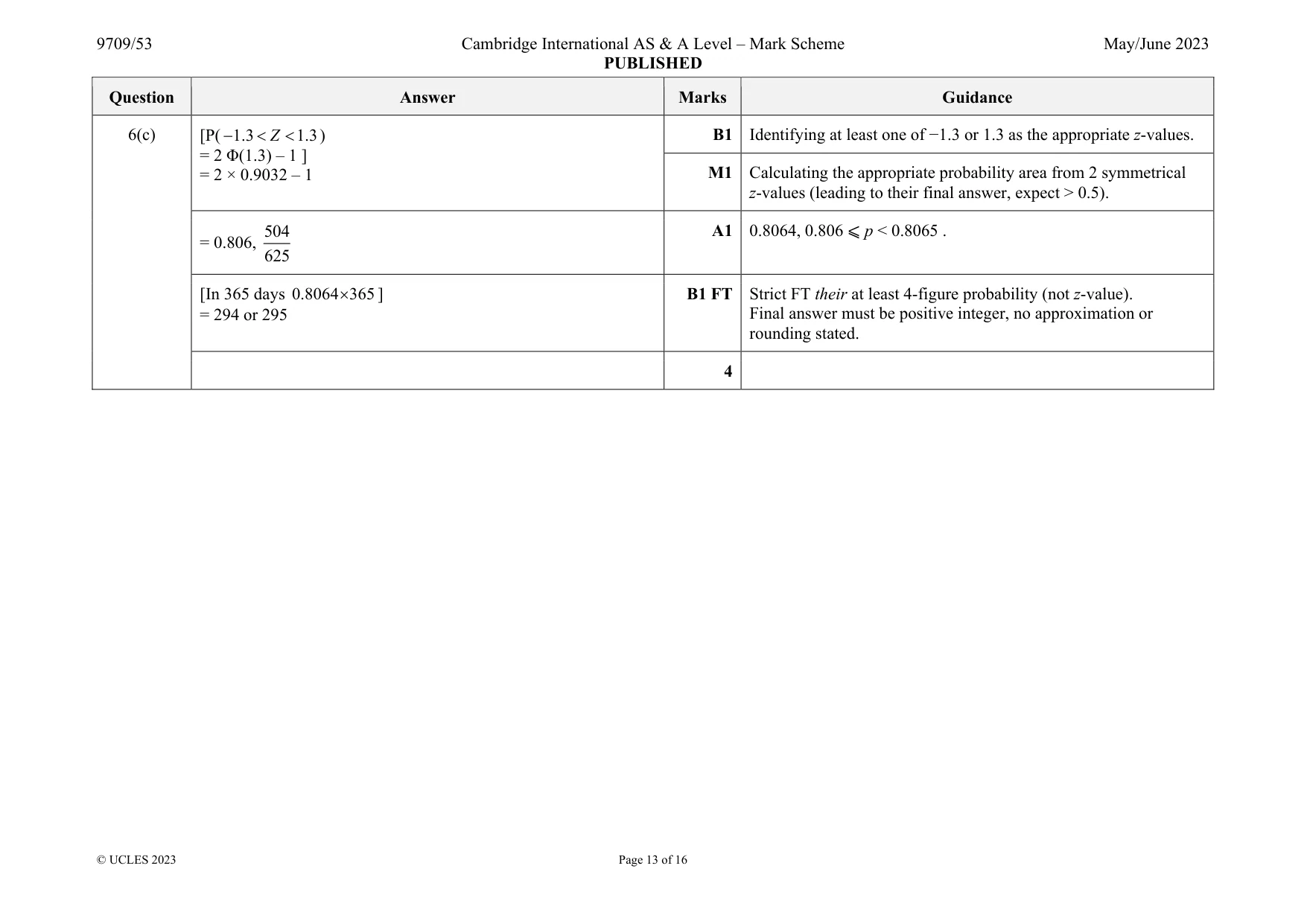 Mark scheme, page 13 of 16