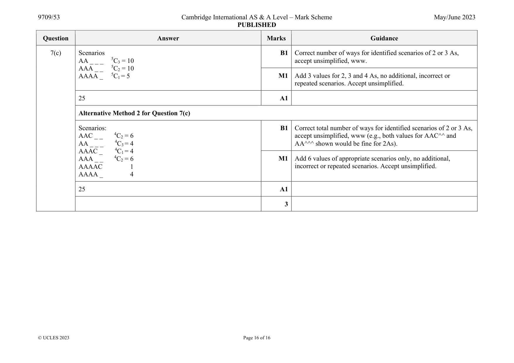Mark scheme, page 16 of 16