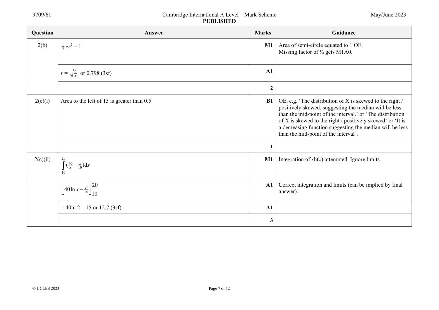 Mark scheme, page 7 of 12