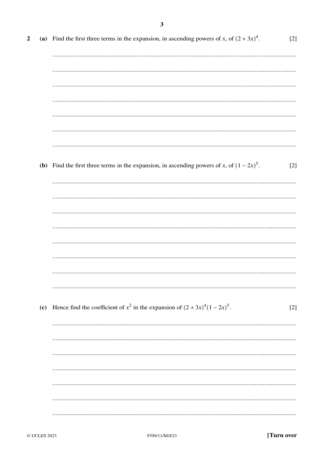Cambridge A Level Mathematics 9709 2023 May/June Paper 1 · Variant 1 question paper, page 3 of 20