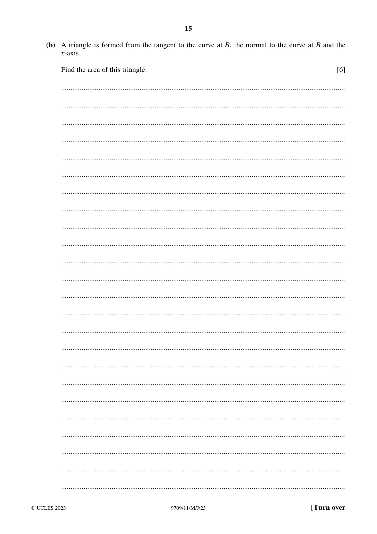 Cambridge A Level Mathematics 9709 2023 May/June Paper 1 · Variant 1 question paper, page 15 of 20