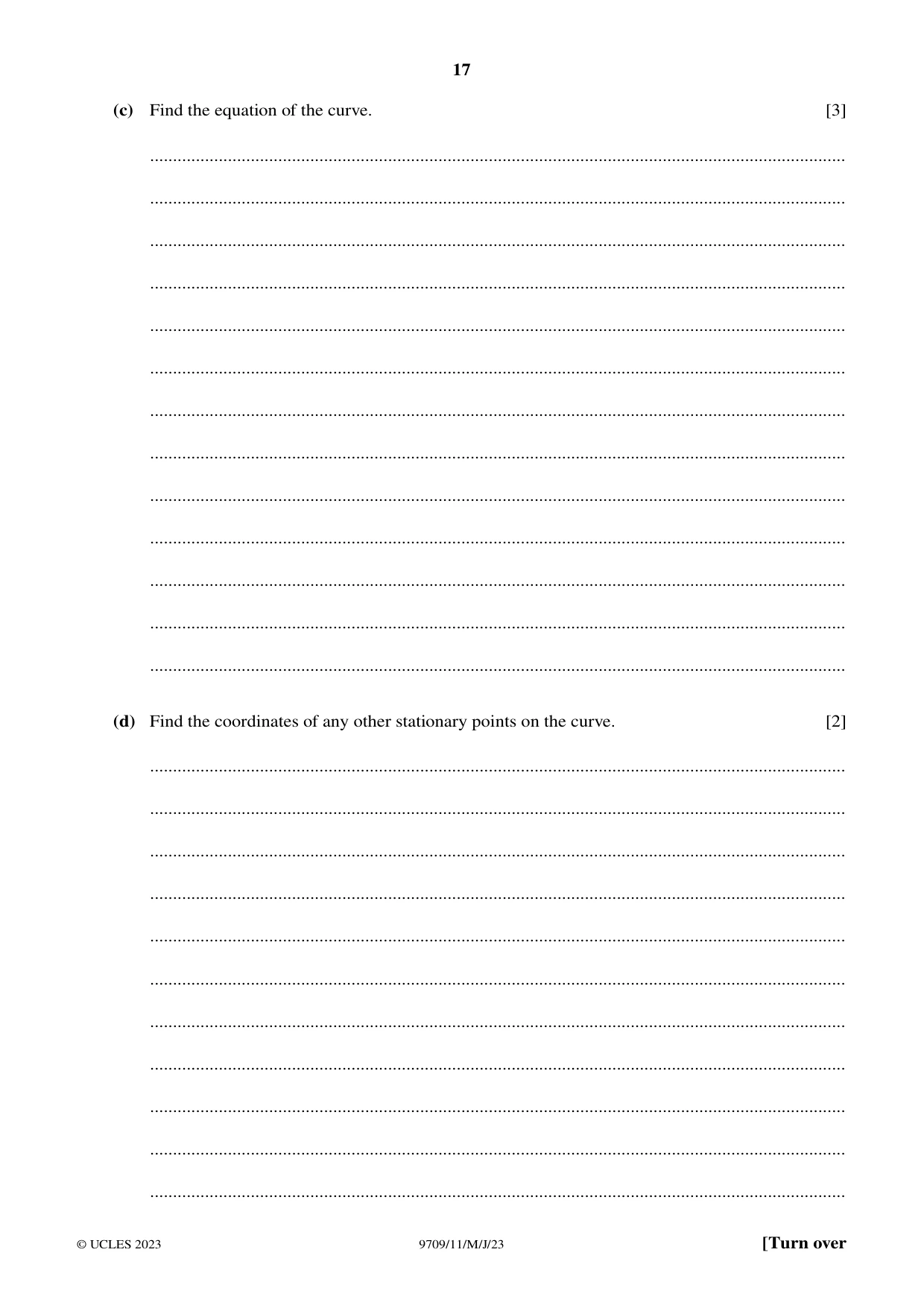 Cambridge A Level Mathematics 9709 2023 May/June Paper 1 · Variant 1 question paper, page 17 of 20