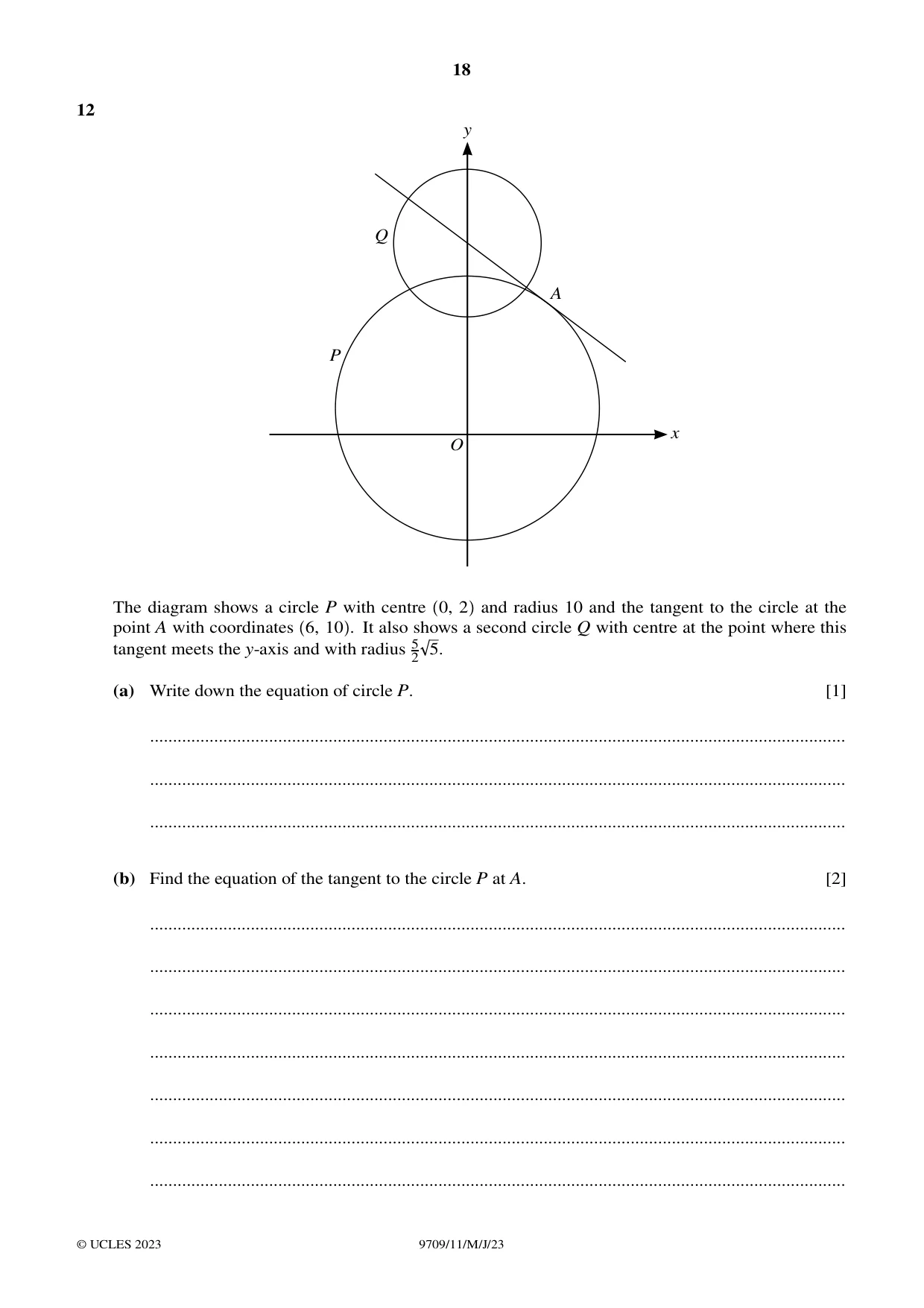 Cambridge A Level Mathematics 9709 2023 May/June Paper 1 · Variant 1 question paper, page 18 of 20