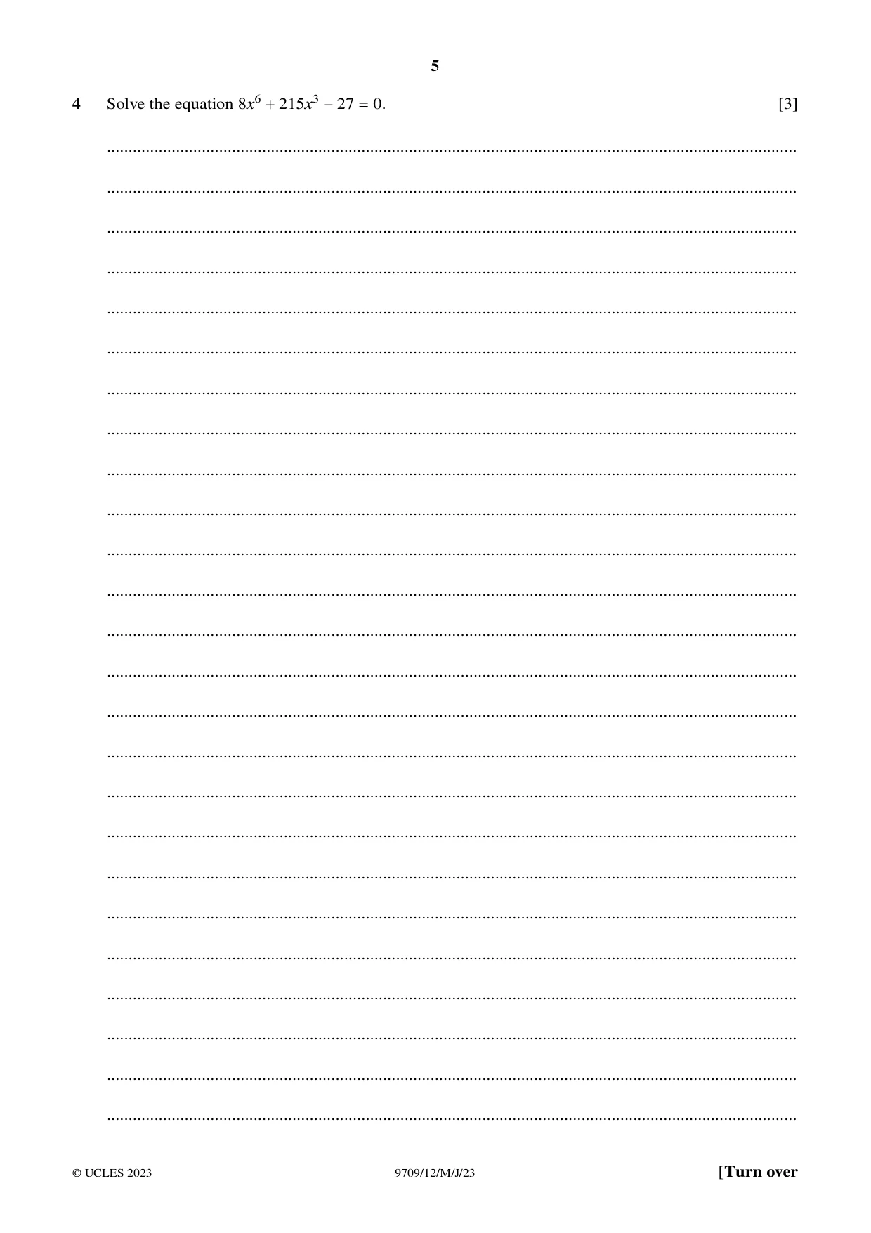 Cambridge A Level Mathematics 9709 2023 May/June Paper 1 · Variant 2 question paper, page 5 of 20