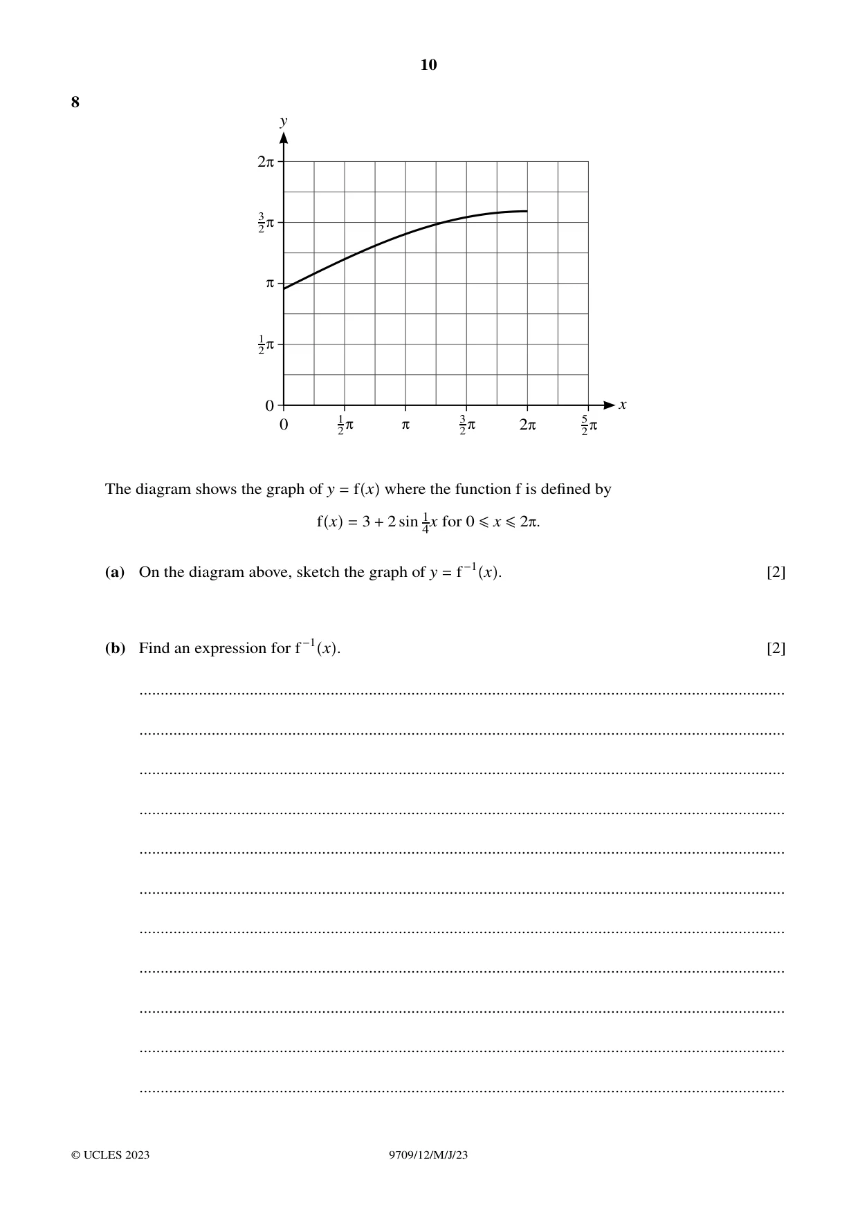 Cambridge A Level Mathematics 9709 2023 May/June Paper 1 · Variant 2 question paper, page 10 of 20