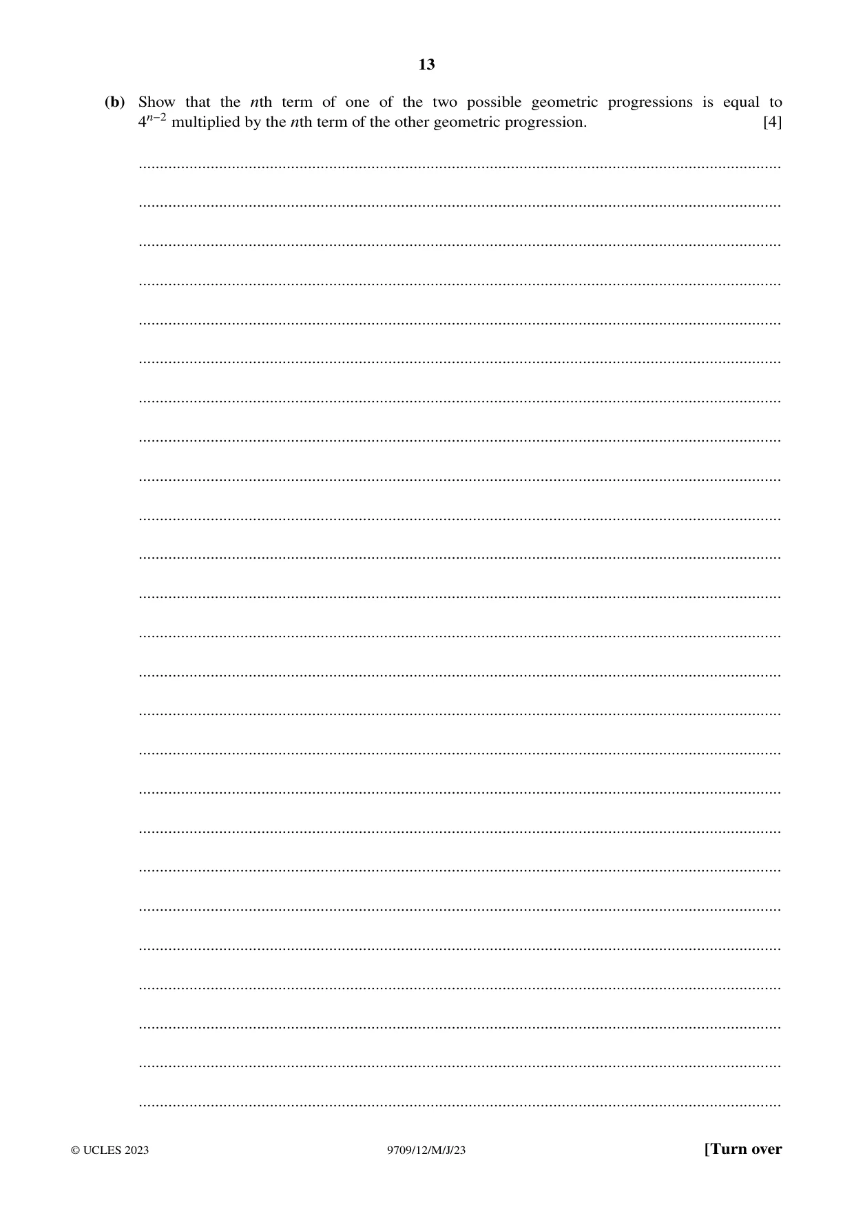 Cambridge A Level Mathematics 9709 2023 May/June Paper 1 · Variant 2 question paper, page 13 of 20