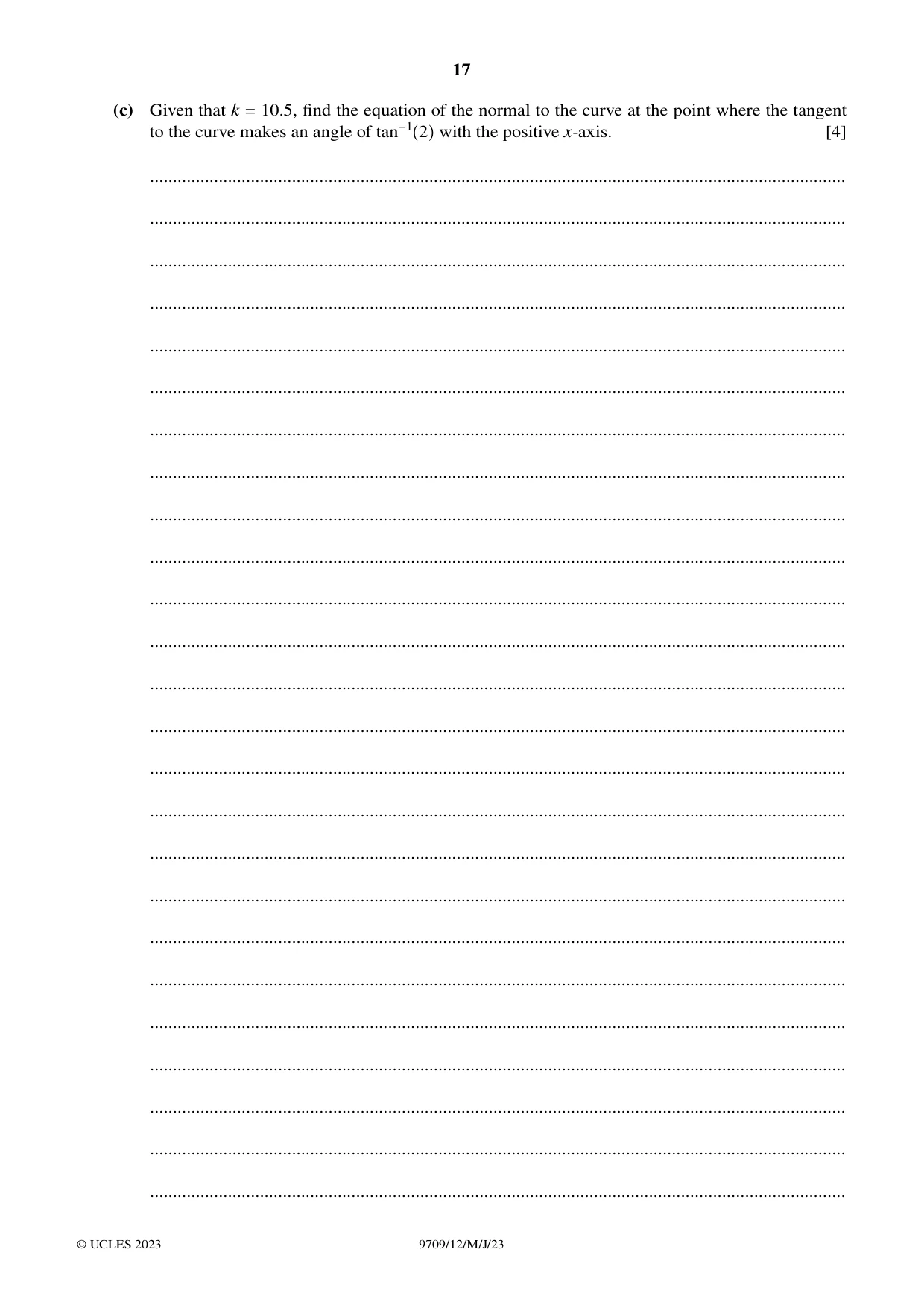 Cambridge A Level Mathematics 9709 2023 May/June Paper 1 · Variant 2 question paper, page 17 of 20