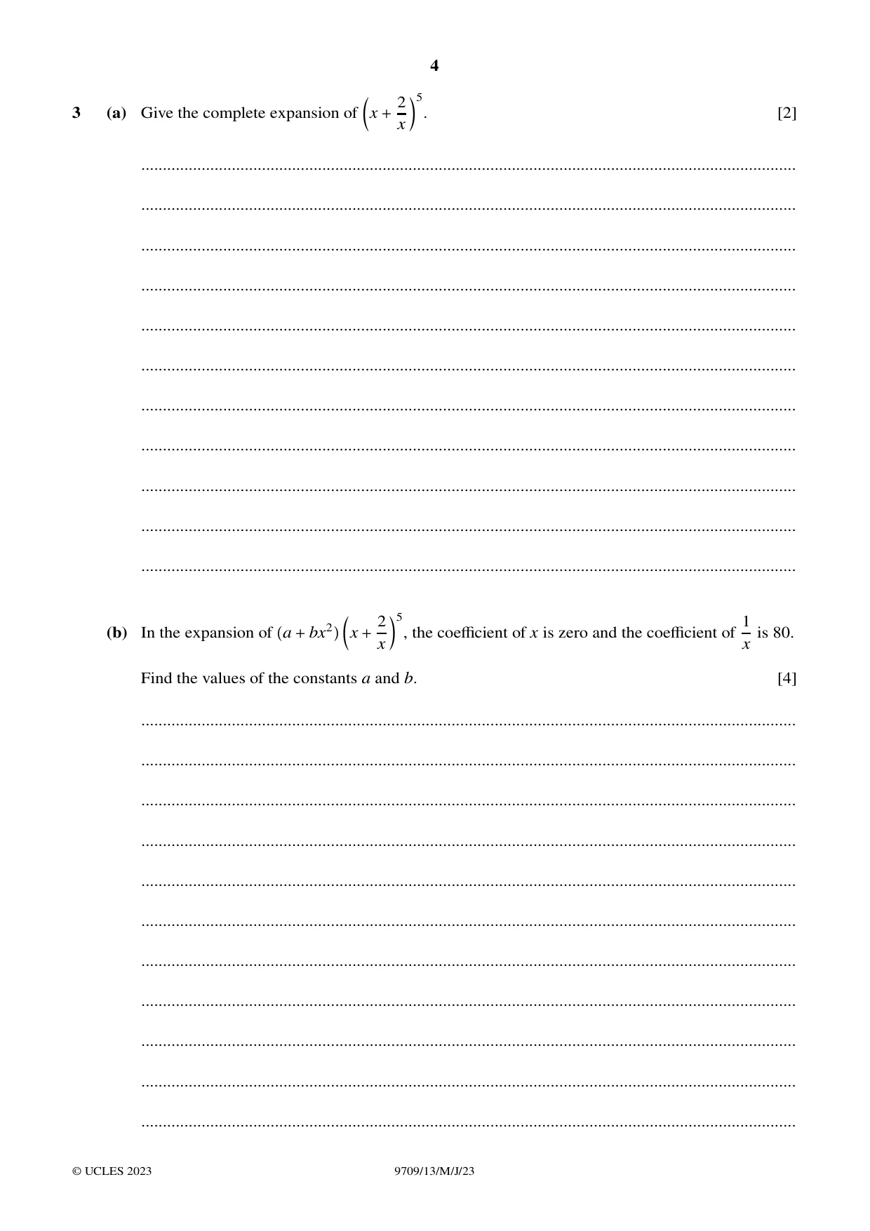 Cambridge A Level Mathematics 9709 2023 May/June Paper 1 · Variant 3 question paper, page 4 of 16
