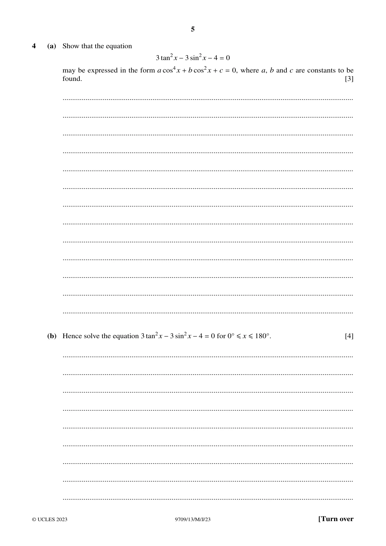 Cambridge A Level Mathematics 9709 2023 May/June Paper 1 · Variant 3 question paper, page 5 of 16