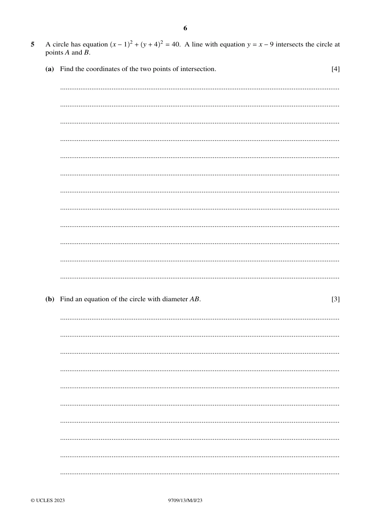 Cambridge A Level Mathematics 9709 2023 May/June Paper 1 · Variant 3 question paper, page 6 of 16