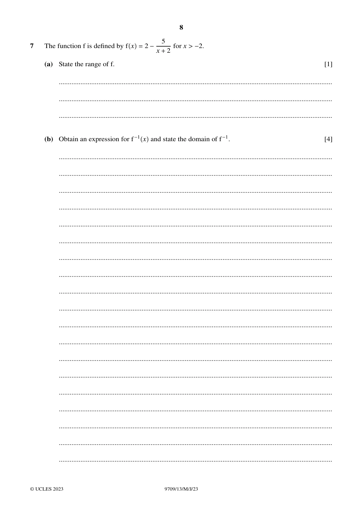 Cambridge A Level Mathematics 9709 2023 May/June Paper 1 · Variant 3 question paper, page 8 of 16