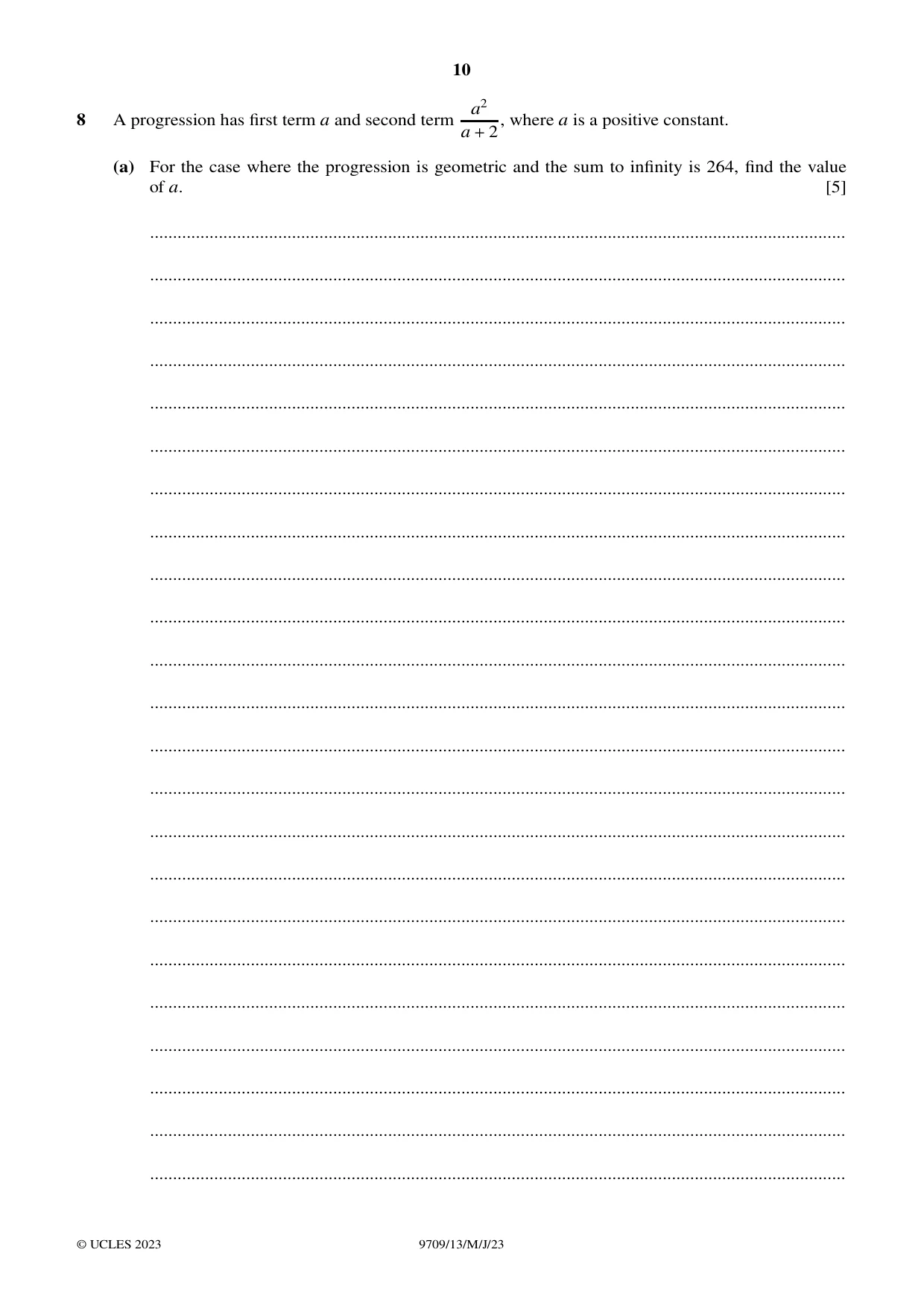 Cambridge A Level Mathematics 9709 2023 May/June Paper 1 · Variant 3 question paper, page 10 of 16