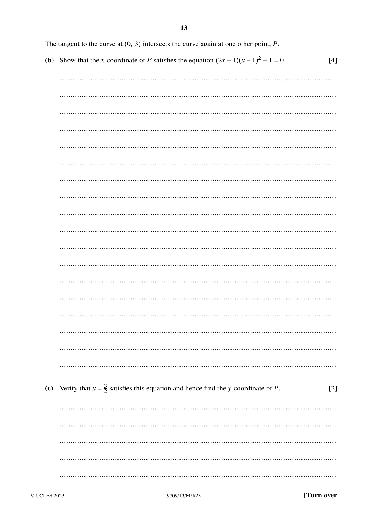 Cambridge A Level Mathematics 9709 2023 May/June Paper 1 · Variant 3 question paper, page 13 of 16
