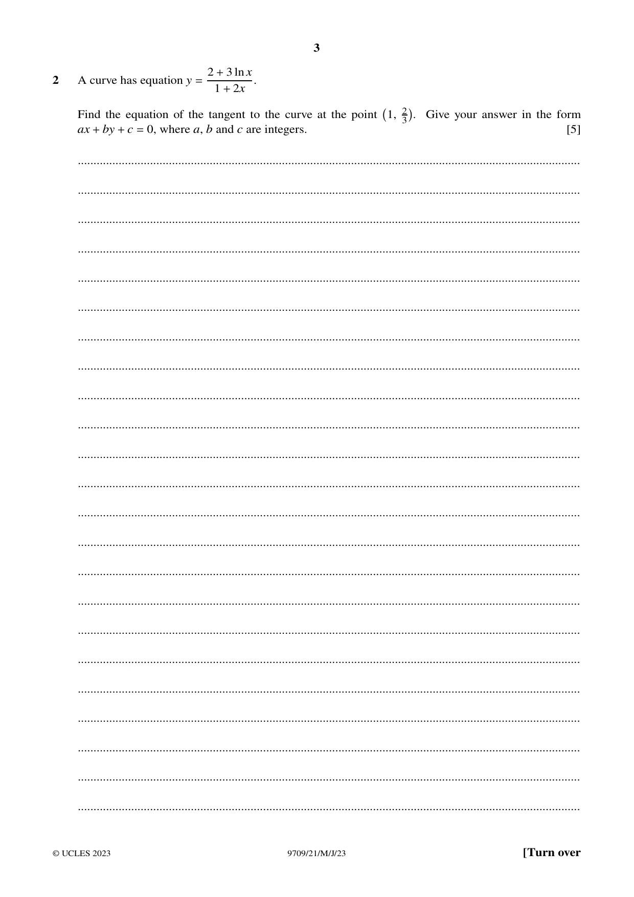 Cambridge A Level Mathematics 9709 2023 May/June Paper 2 · Variant 1 question paper, page 3 of 12