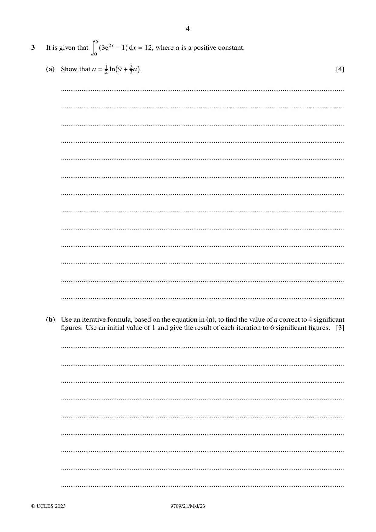 Cambridge A Level Mathematics 9709 2023 May/June Paper 2 · Variant 1 question paper, page 4 of 12