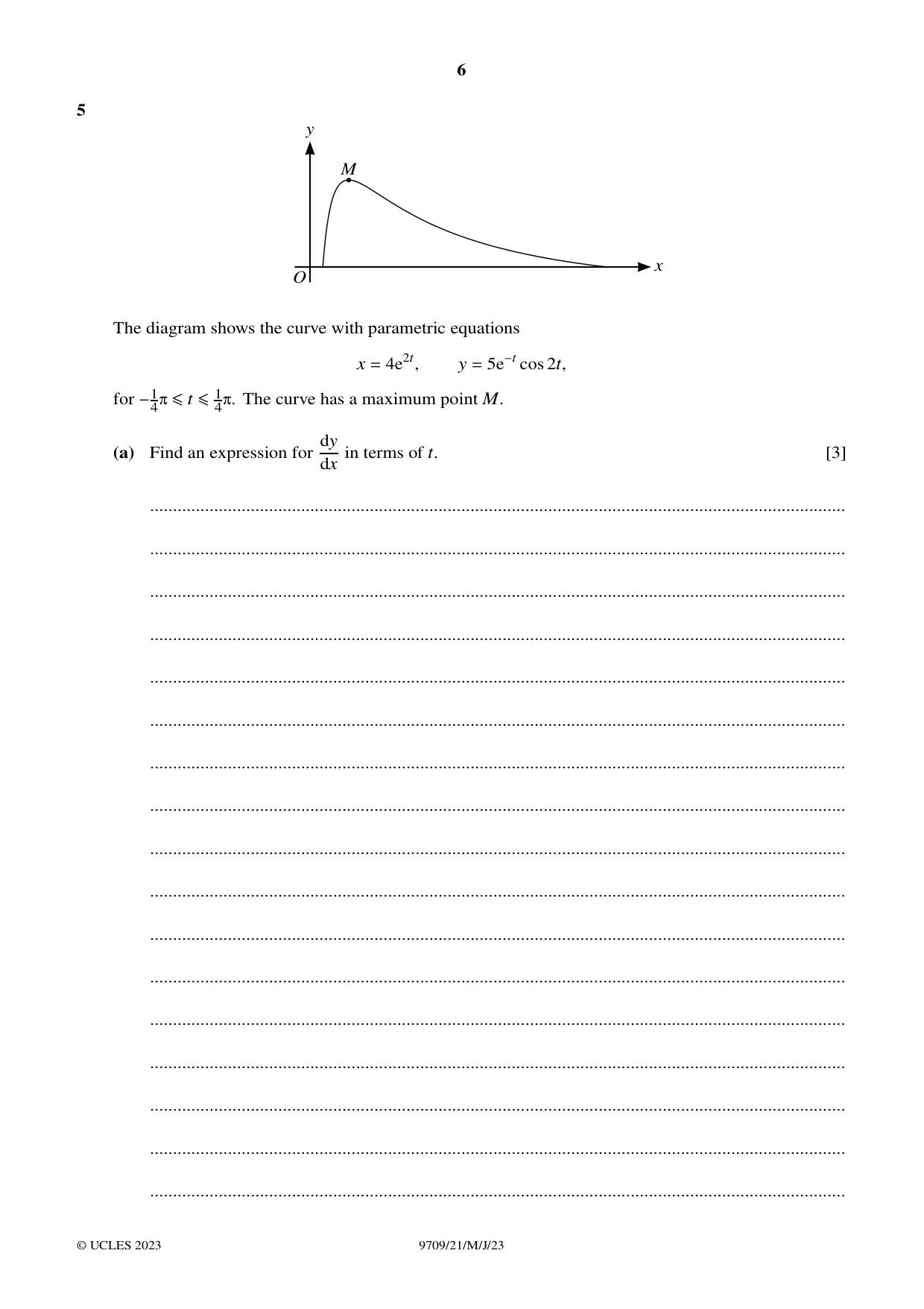 Cambridge A Level Mathematics 9709 2023 May/June Paper 2 · Variant 1 question paper, page 6 of 12
