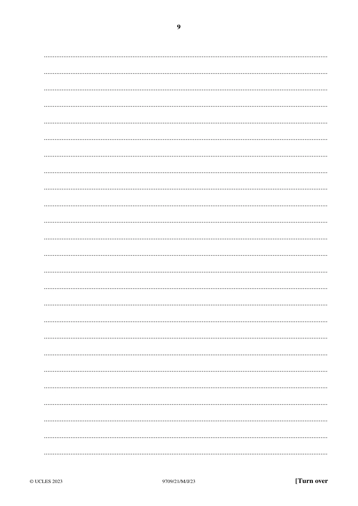 Cambridge A Level Mathematics 9709 2023 May/June Paper 2 · Variant 1 question paper, page 9 of 12