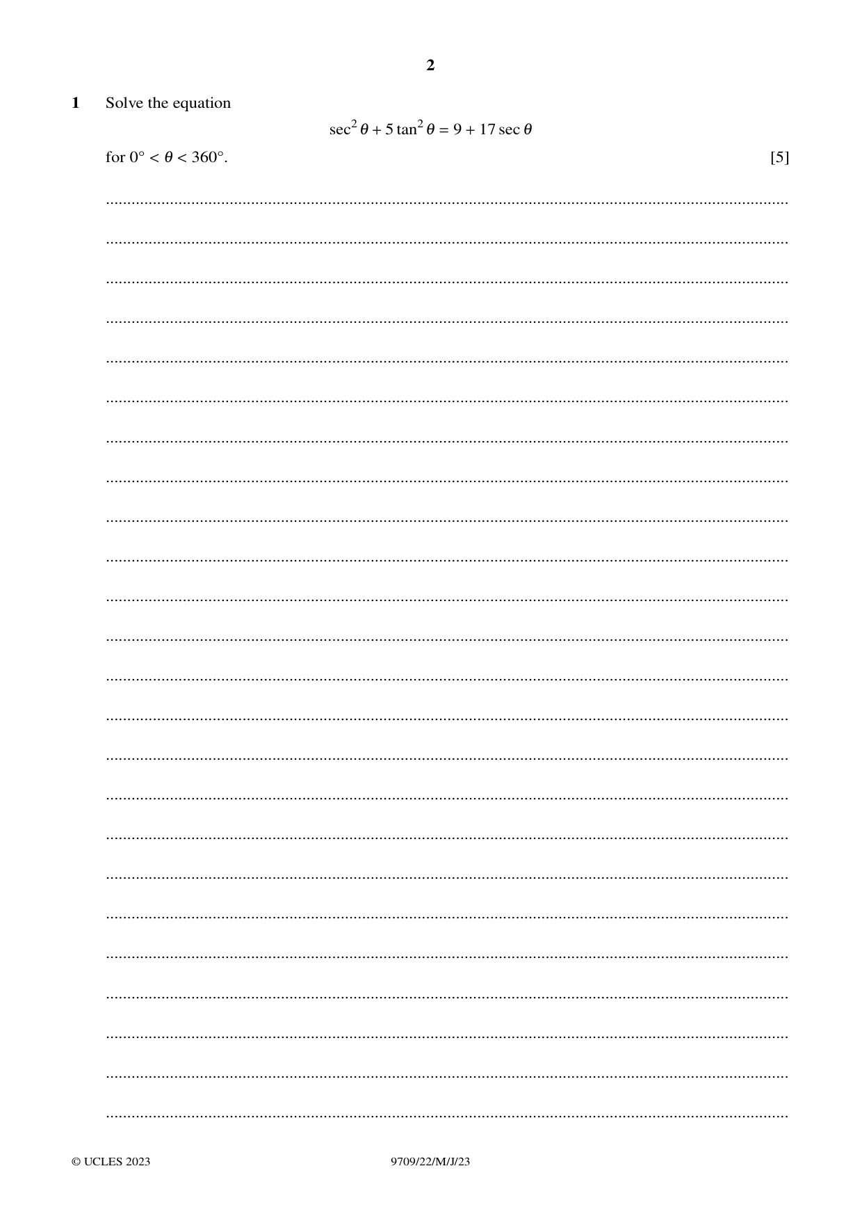 Cambridge A Level Mathematics 9709 2023 May/June Paper 2 · Variant 2 question paper, page 2 of 12