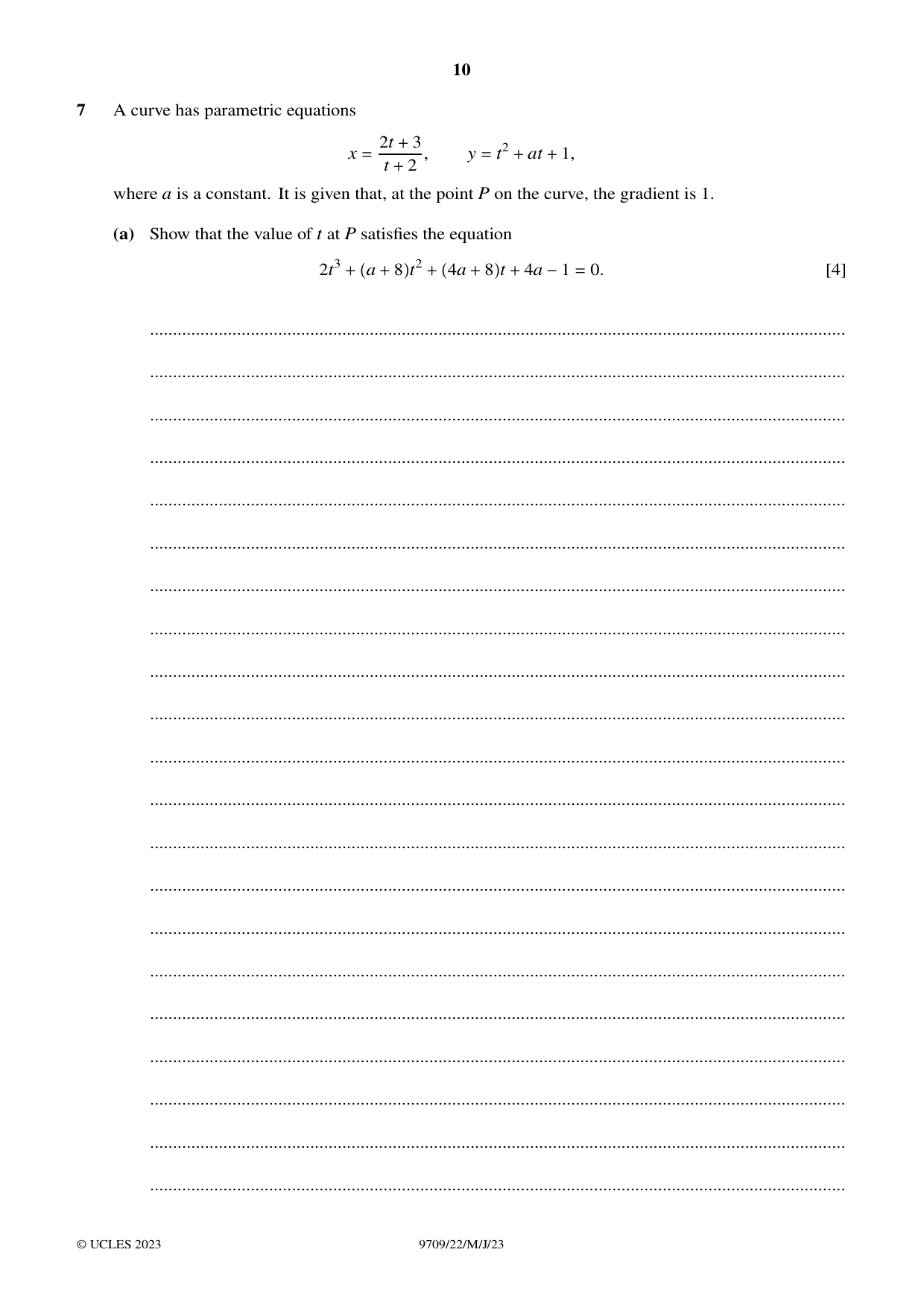 Cambridge A Level Mathematics 9709 2023 May/June Paper 2 · Variant 2 question paper, page 10 of 12