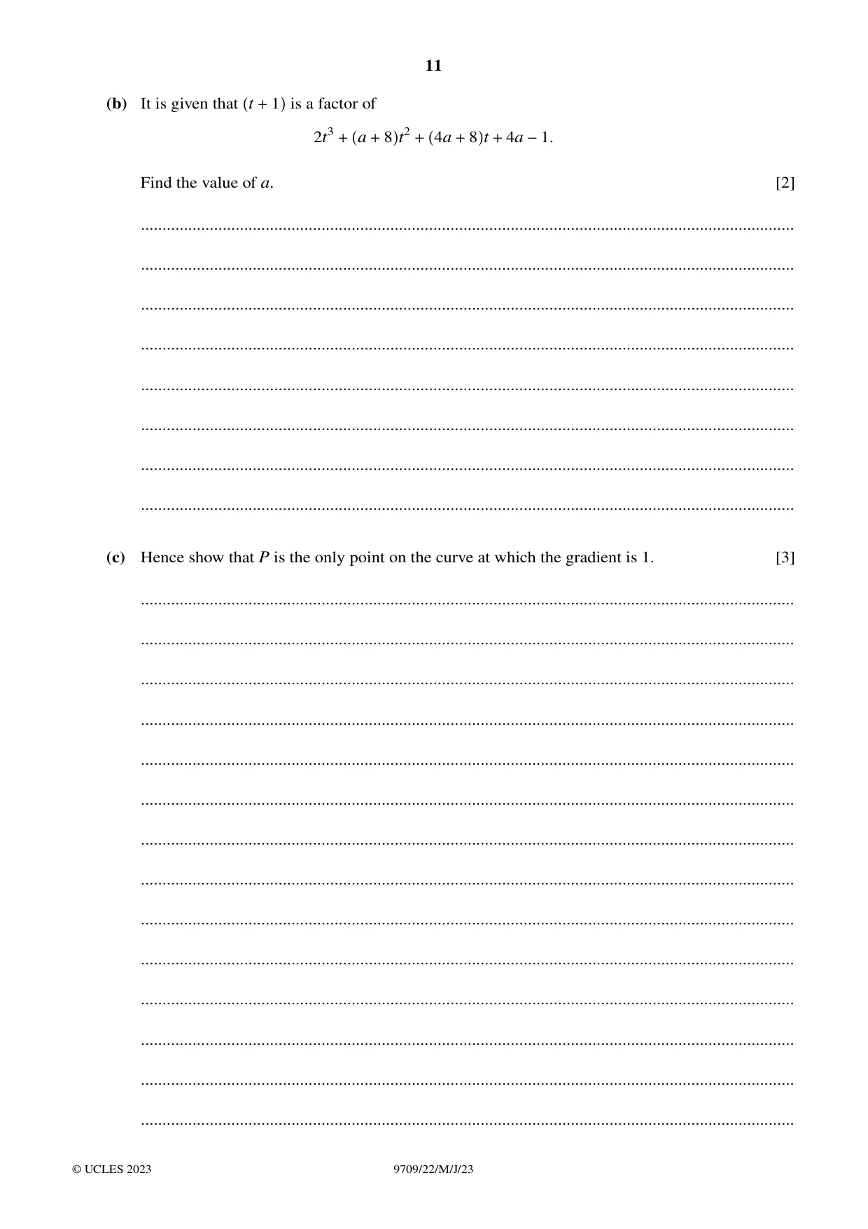 Cambridge A Level Mathematics 9709 2023 May/June Paper 2 · Variant 2 question paper, page 11 of 12
