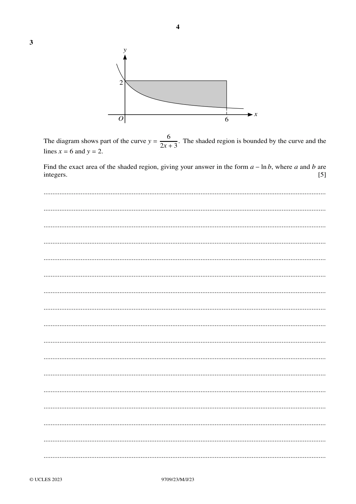 Cambridge A Level Mathematics 9709 2023 May/June Paper 2 · Variant 3 question paper, page 4 of 12