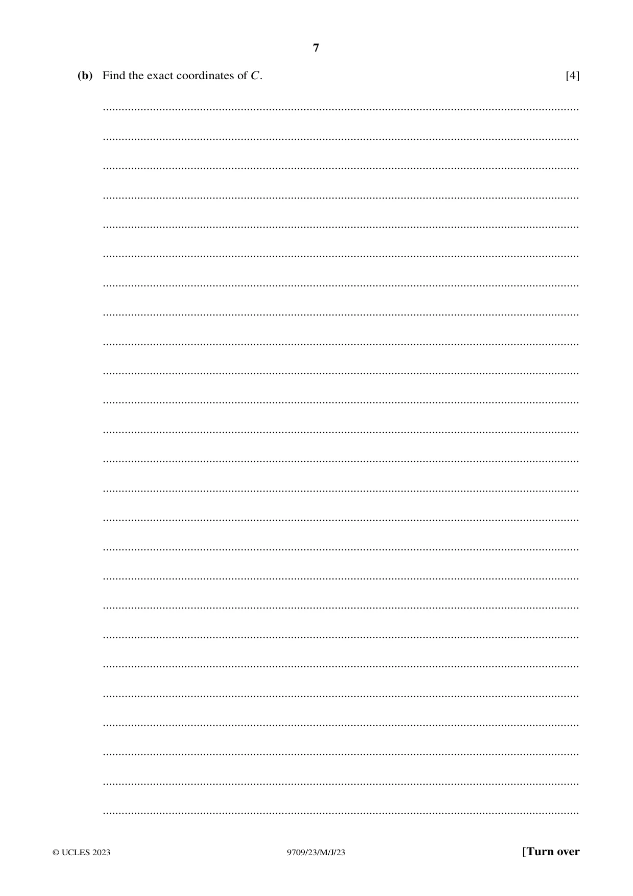Cambridge A Level Mathematics 9709 2023 May/June Paper 2 · Variant 3 question paper, page 7 of 12