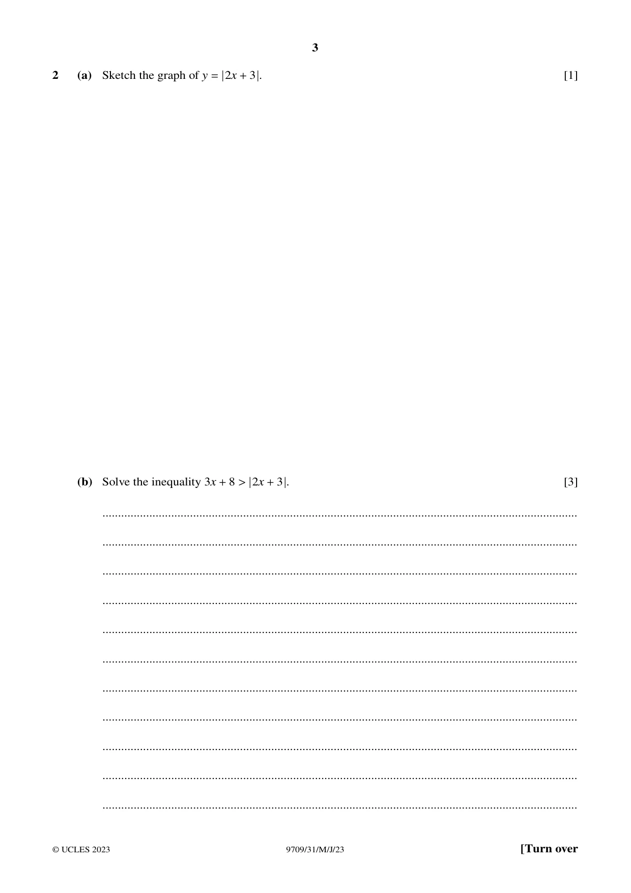 Cambridge A Level Mathematics 9709 2023 May/June Paper 3 · Variant 1 question paper, page 3 of 20