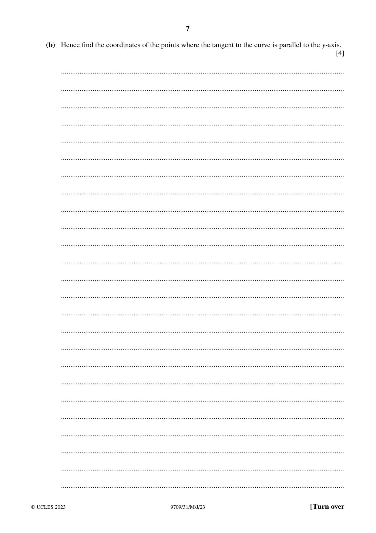 Cambridge A Level Mathematics 9709 2023 May/June Paper 3 · Variant 1 question paper, page 7 of 20