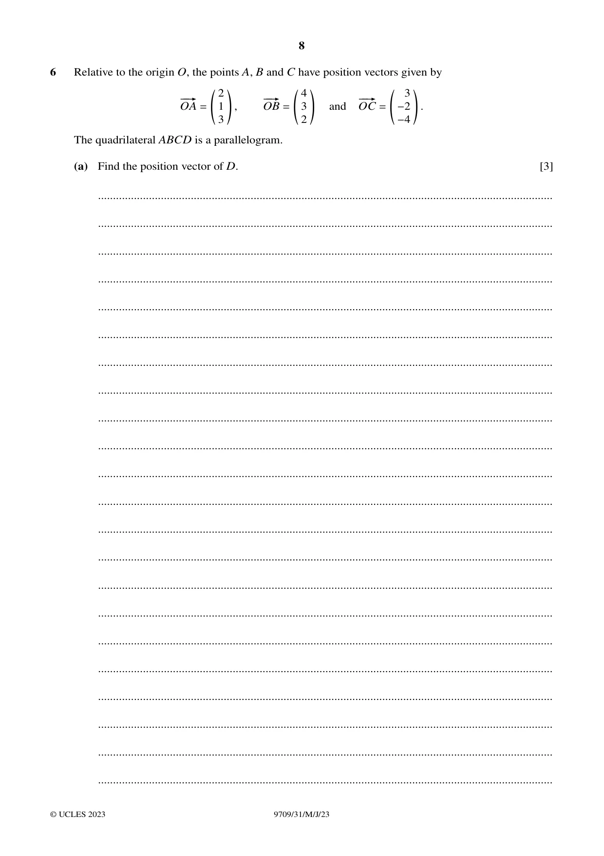 Cambridge A Level Mathematics 9709 2023 May/June Paper 3 · Variant 1 question paper, page 8 of 20