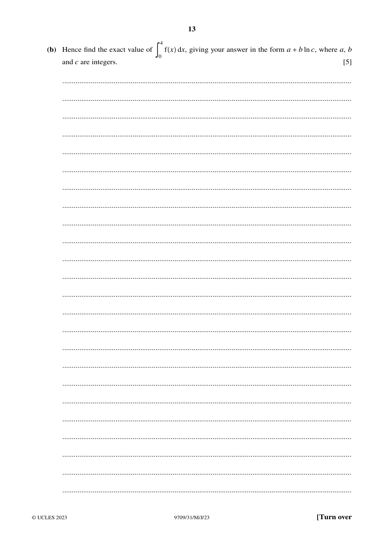 Cambridge A Level Mathematics 9709 2023 May/June Paper 3 · Variant 1 question paper, page 13 of 20