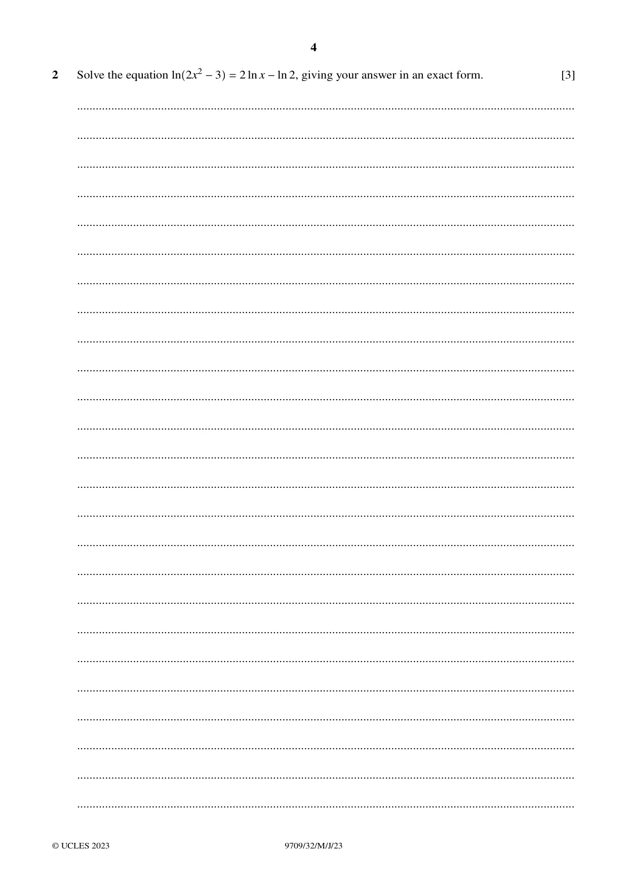 Cambridge A Level Mathematics 9709 2023 May/June Paper 3 · Variant 2 question paper, page 4 of 20