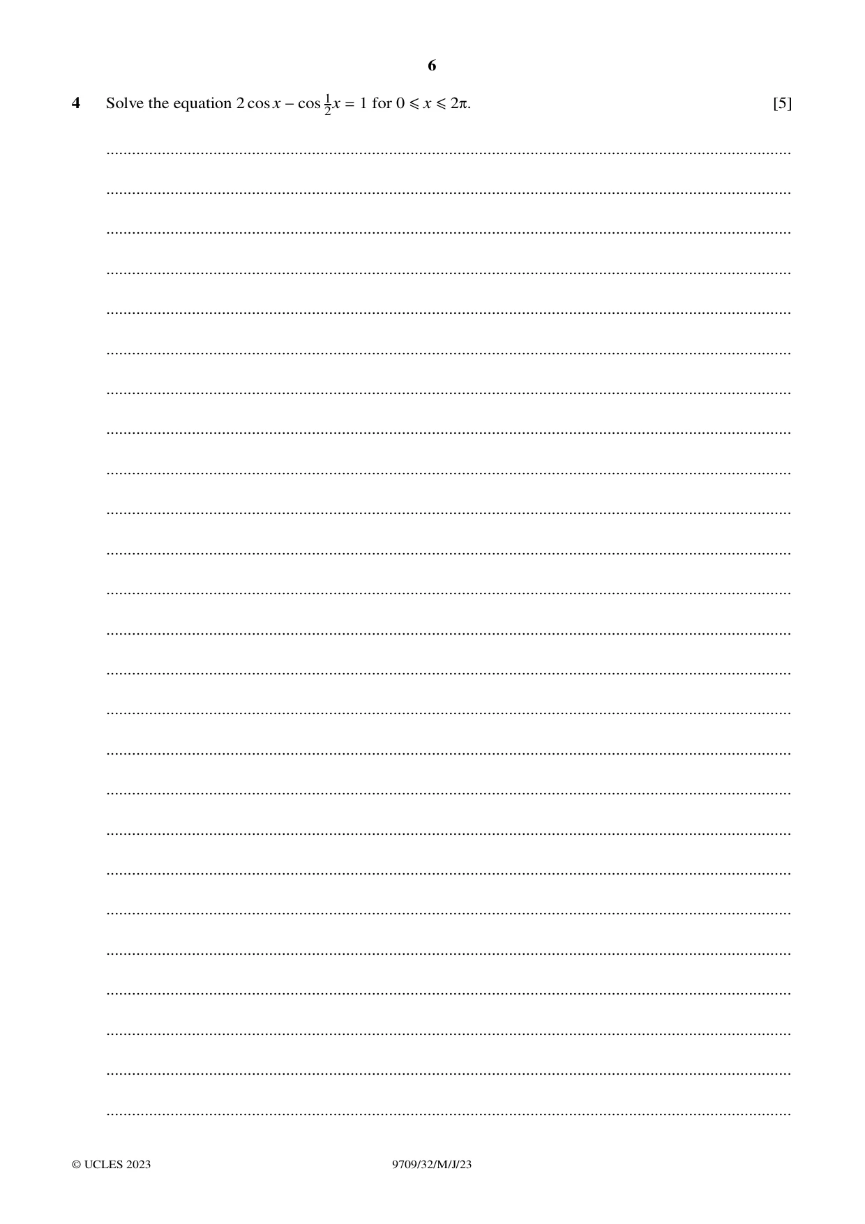 Cambridge A Level Mathematics 9709 2023 May/June Paper 3 · Variant 2 question paper, page 6 of 20