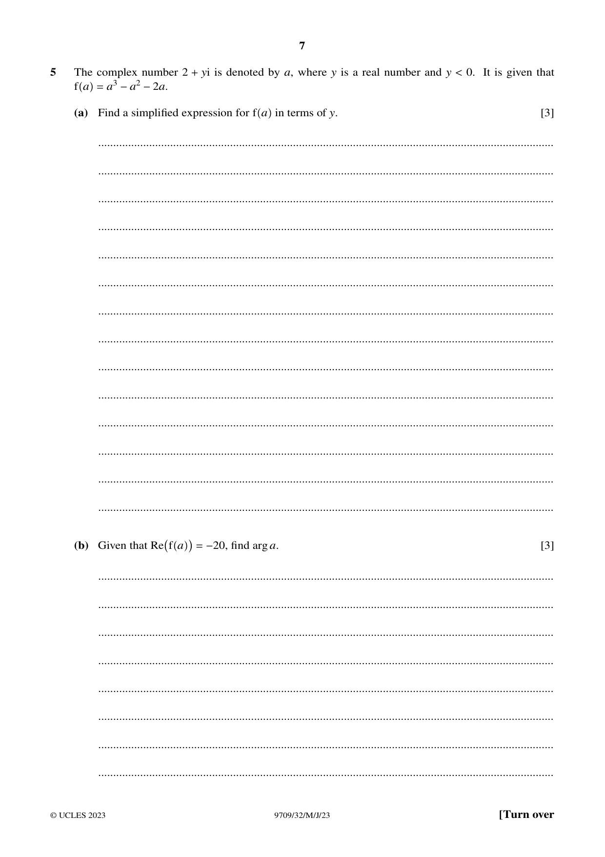 Cambridge A Level Mathematics 9709 2023 May/June Paper 3 · Variant 2 question paper, page 7 of 20